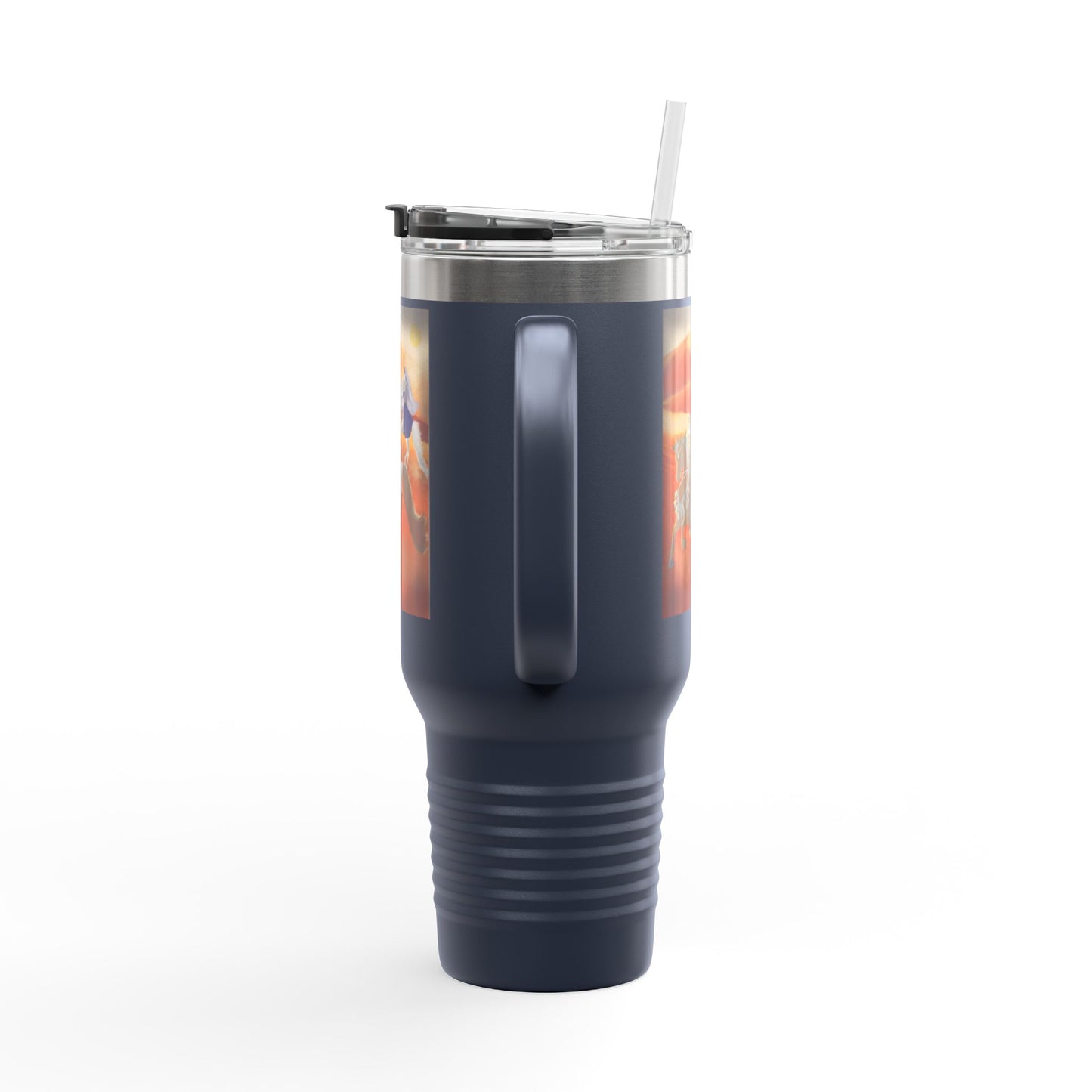 Across the Sands Insulated Travel Mug with Unique Artwork, 40oz, Coffee Lovers, Horse Lovers, Travel Gift, Eco-Friendly Mugs, Adventure