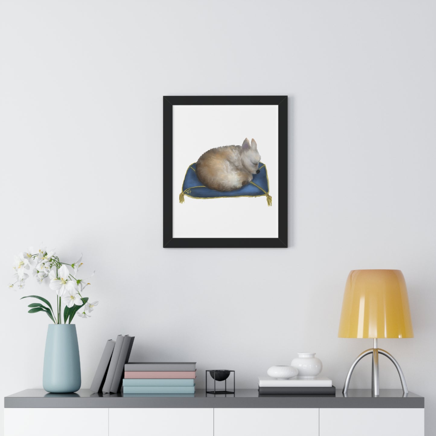 Sleeping Beauty Framed Vertical Poster - Calming Home Decor for Dog Lovers