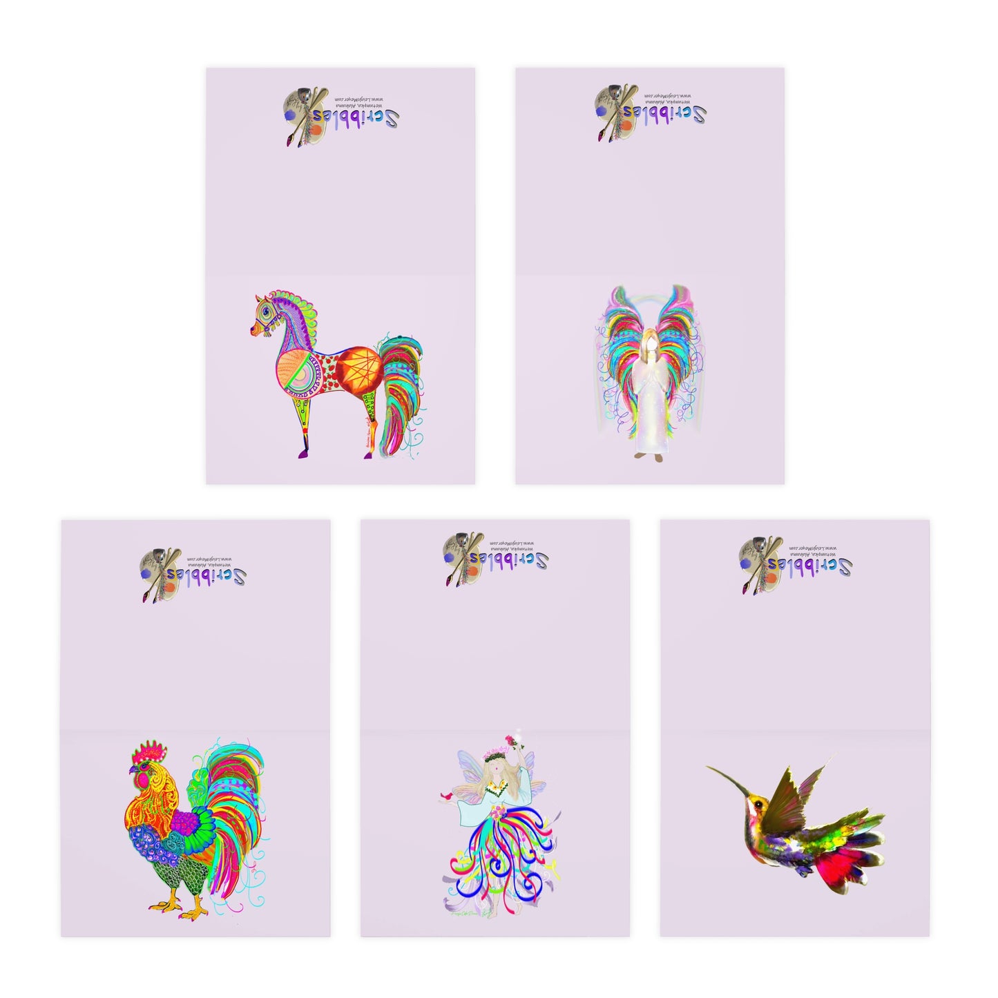 Color Dance Note Cards (5-Pack-Purple)