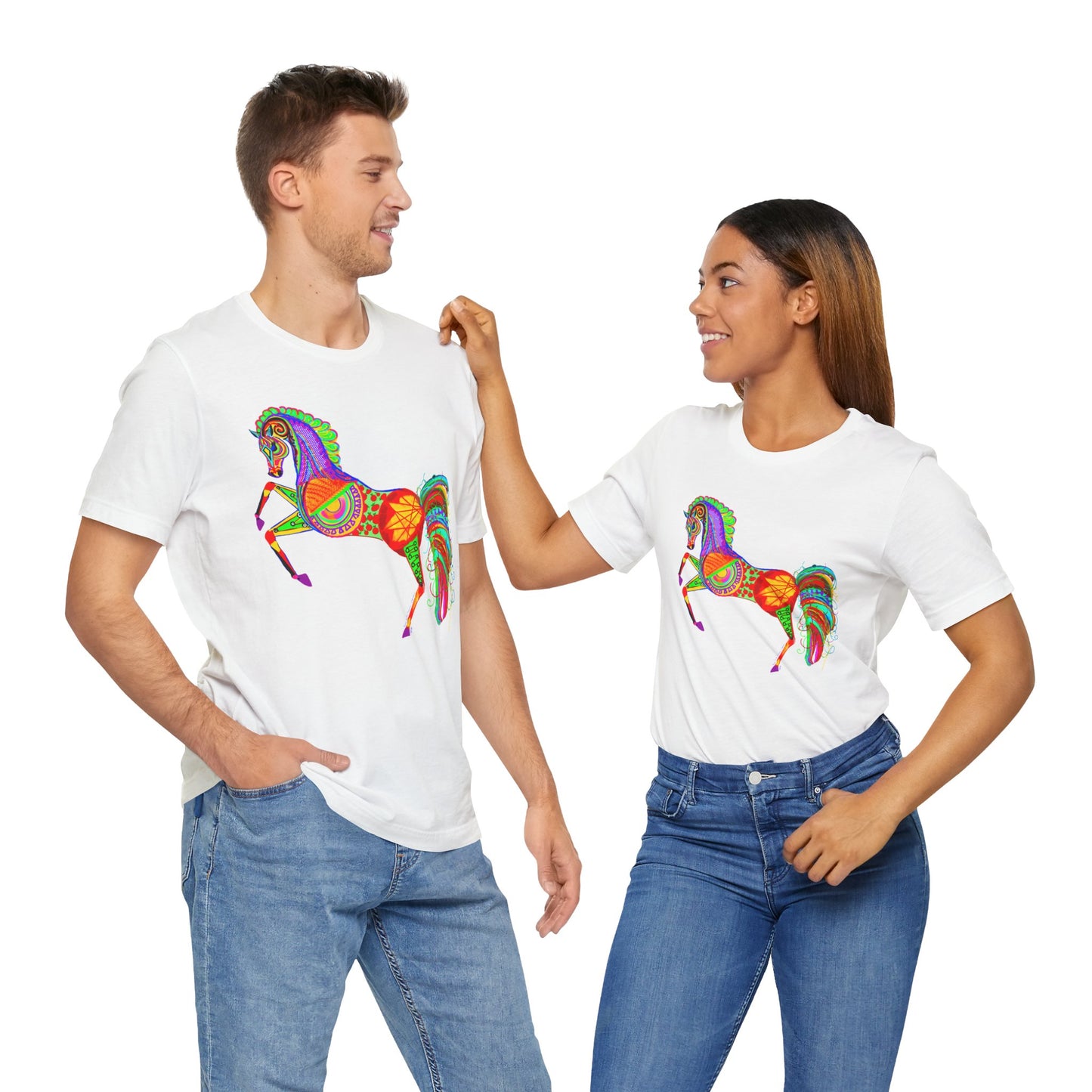 Colorful Horses of the Promise Unisex Tee - Vibrant Equine Artwork for Horse Lovers