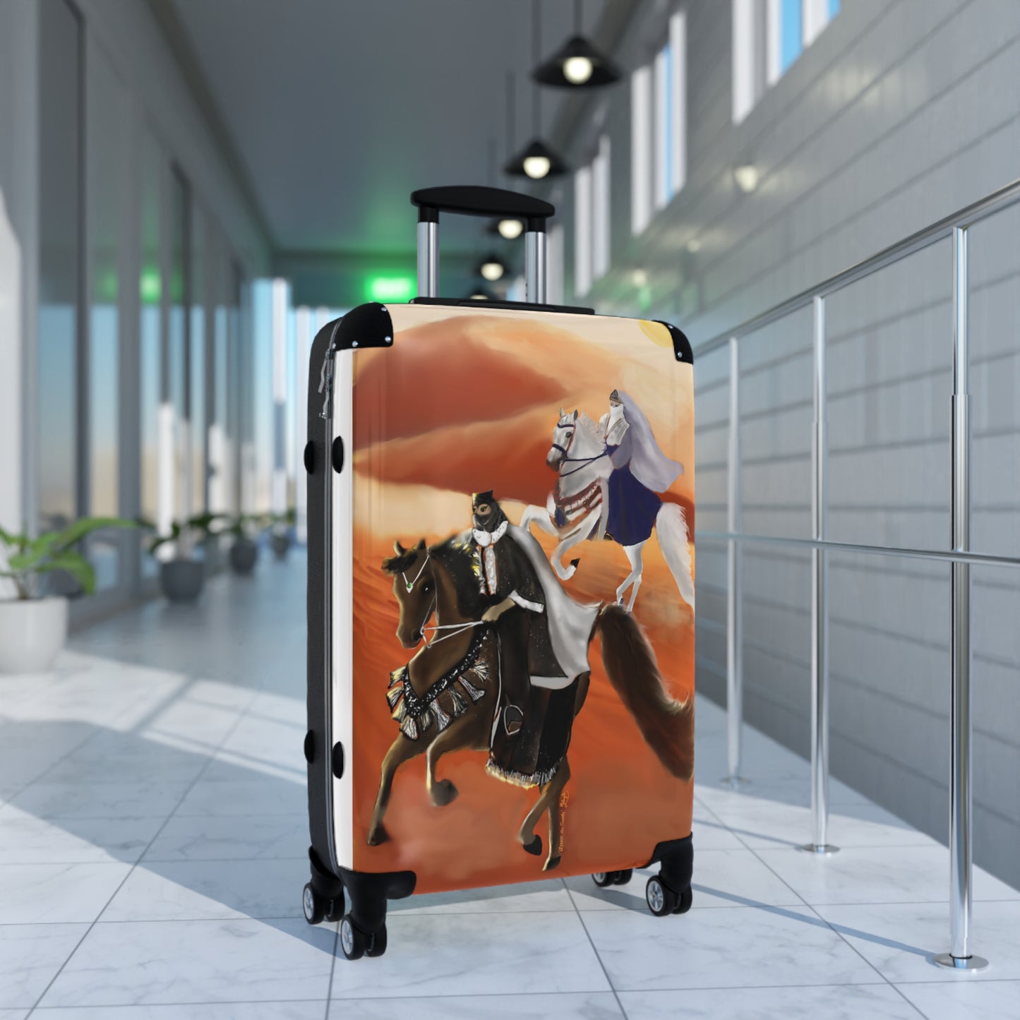 Across The Sands Suitcase: Wanderlust Edition, Vintage Travel Gear, Adventurer's Luggage, Artful Carry-On, Horseback Adventure Bag
