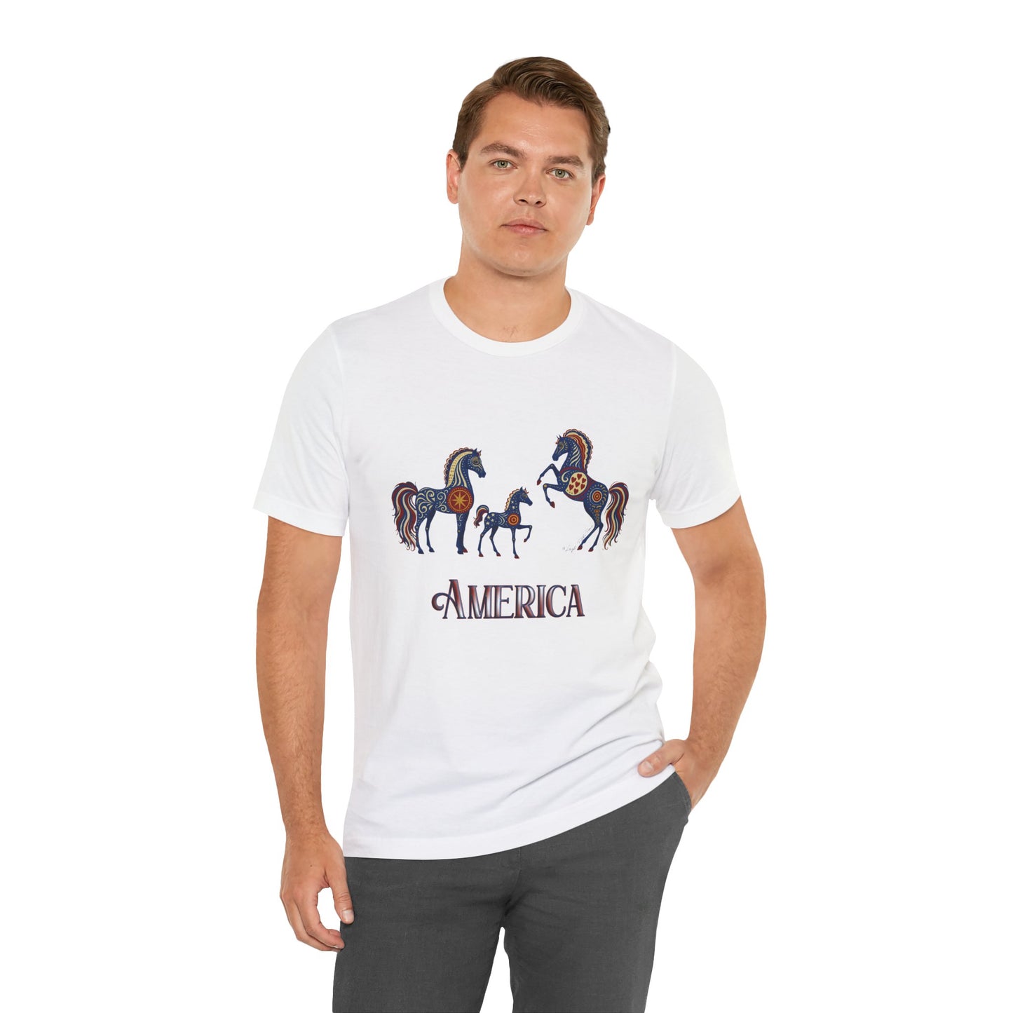USA Patriot's Horse Tee, Unisex Equestrian Gift, Nature Lover Apparel, Vintage Style T-Shirt