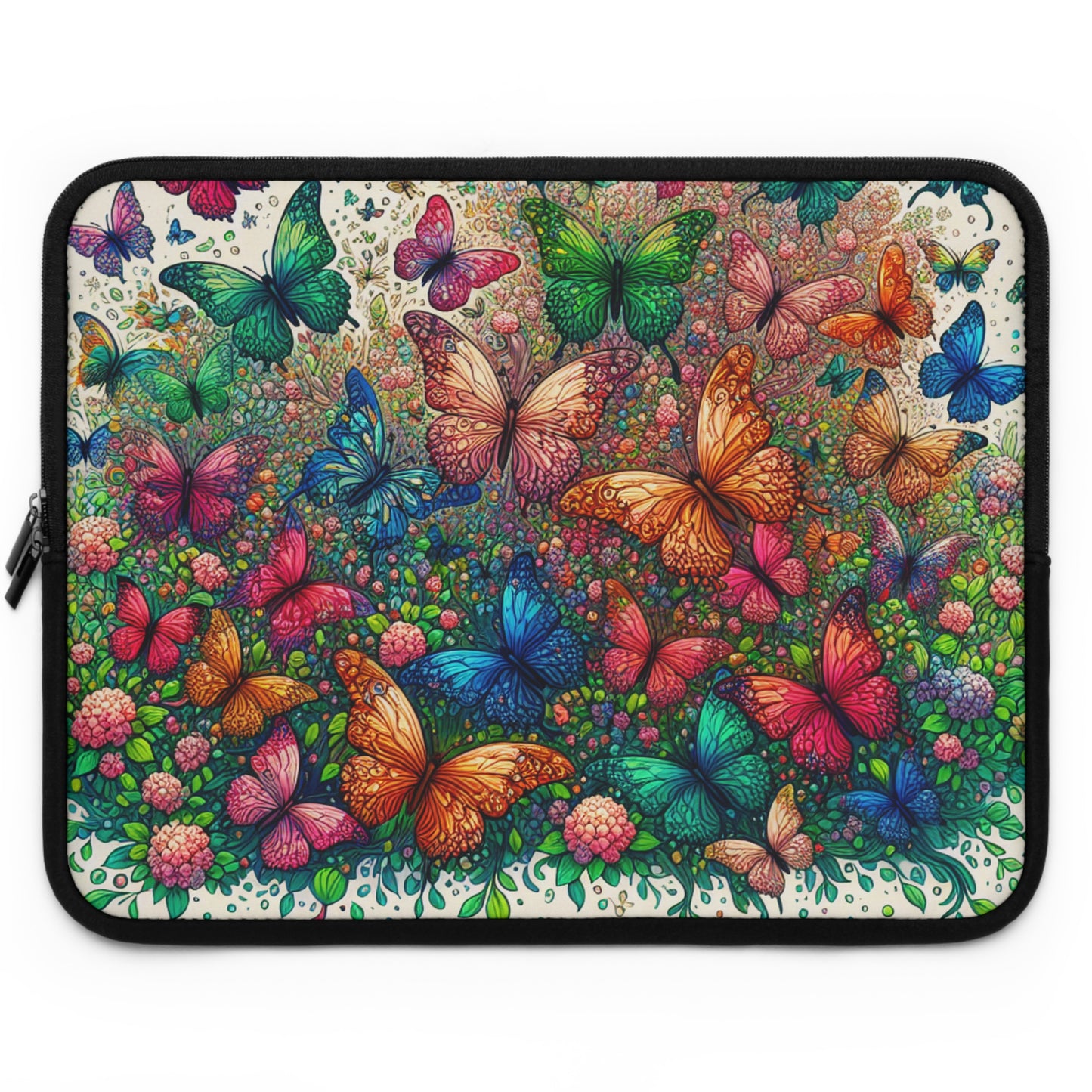 Colorful Butterfly Laptop Sleeve, Floral Design Laptop Case, Butterfly Print Computer Sleeve, Gift for Nature Lovers, MacBook Sleeve