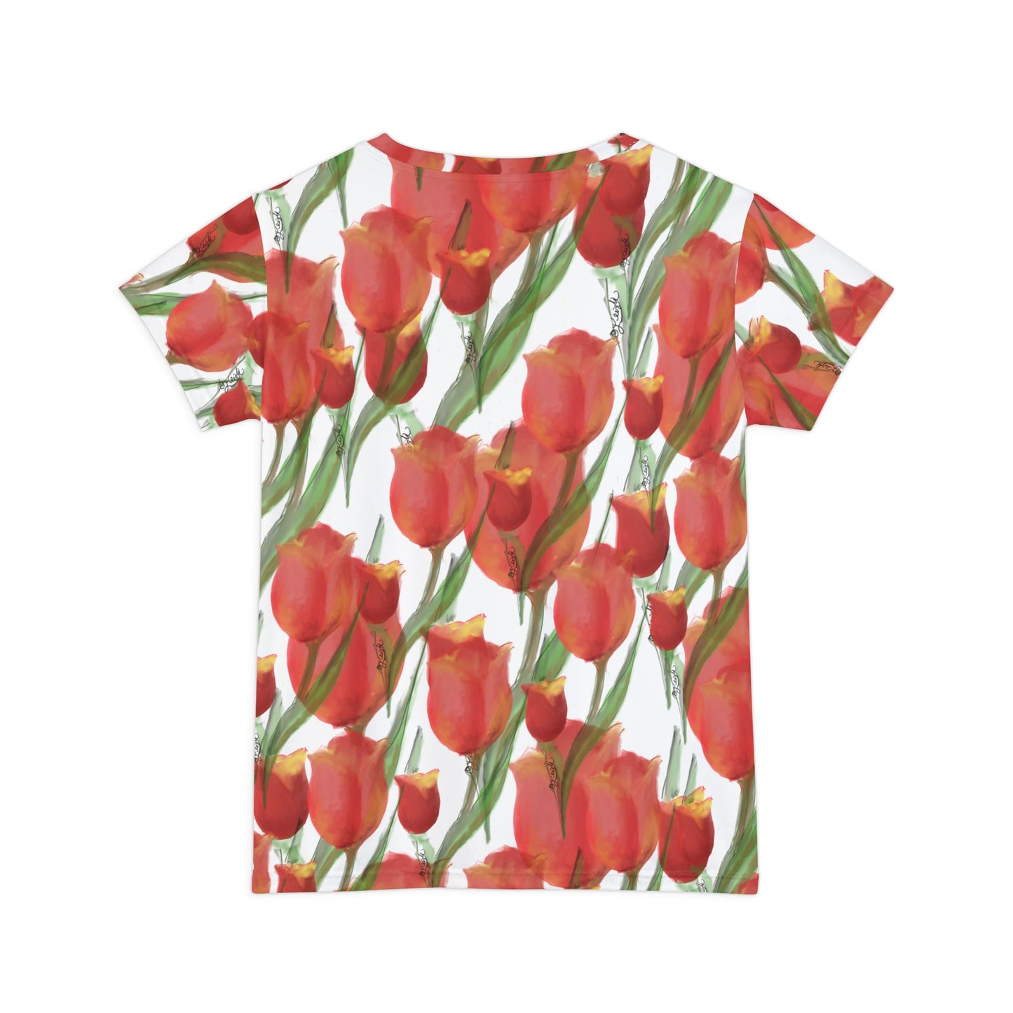 Vibrant Tulip Time Short Sleeve Shirt for Women - Floral Summer Top