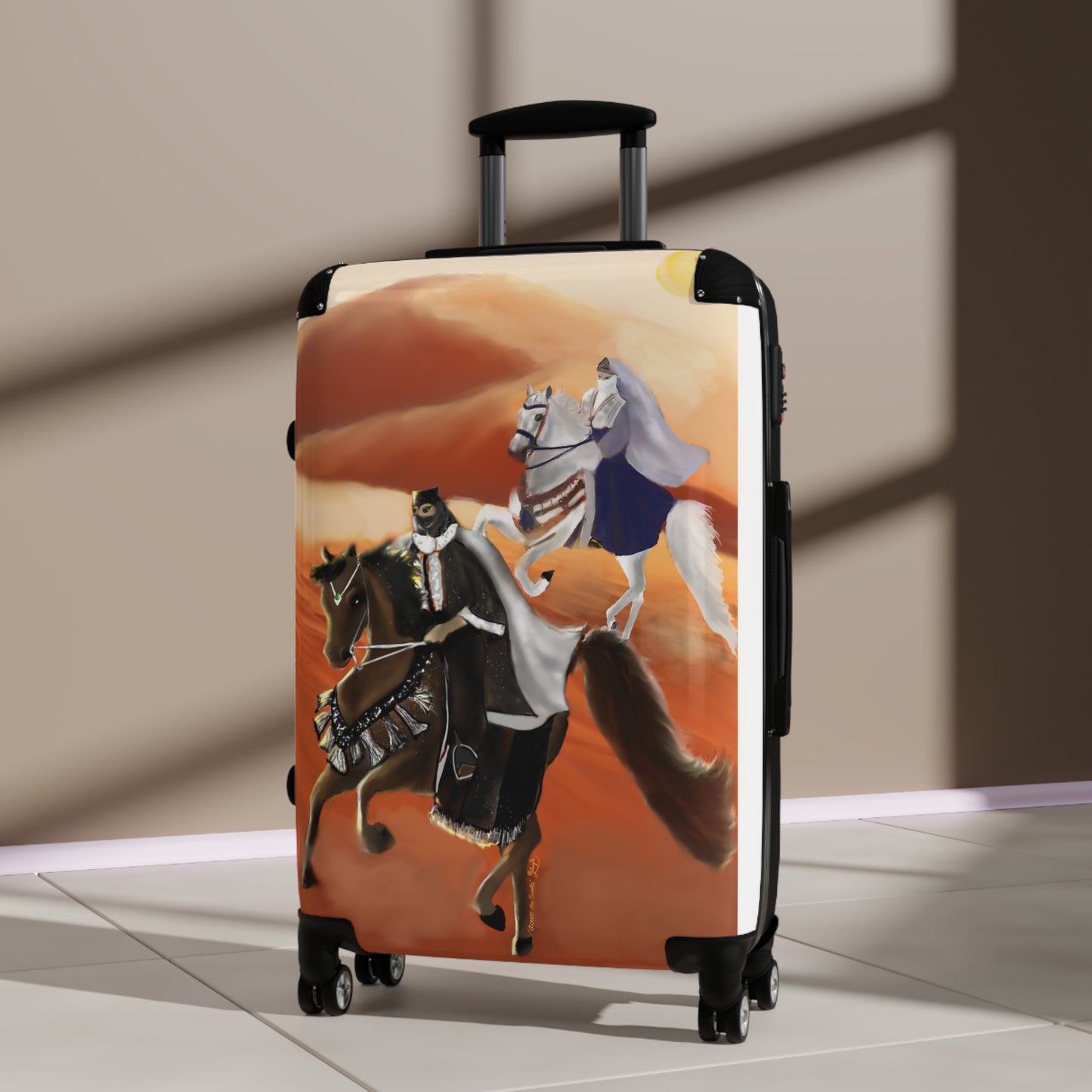 Across The Sands Suitcase: Wanderlust Edition, Vintage Travel Gear, Adventurer's Luggage, Artful Carry-On, Horseback Adventure Bag