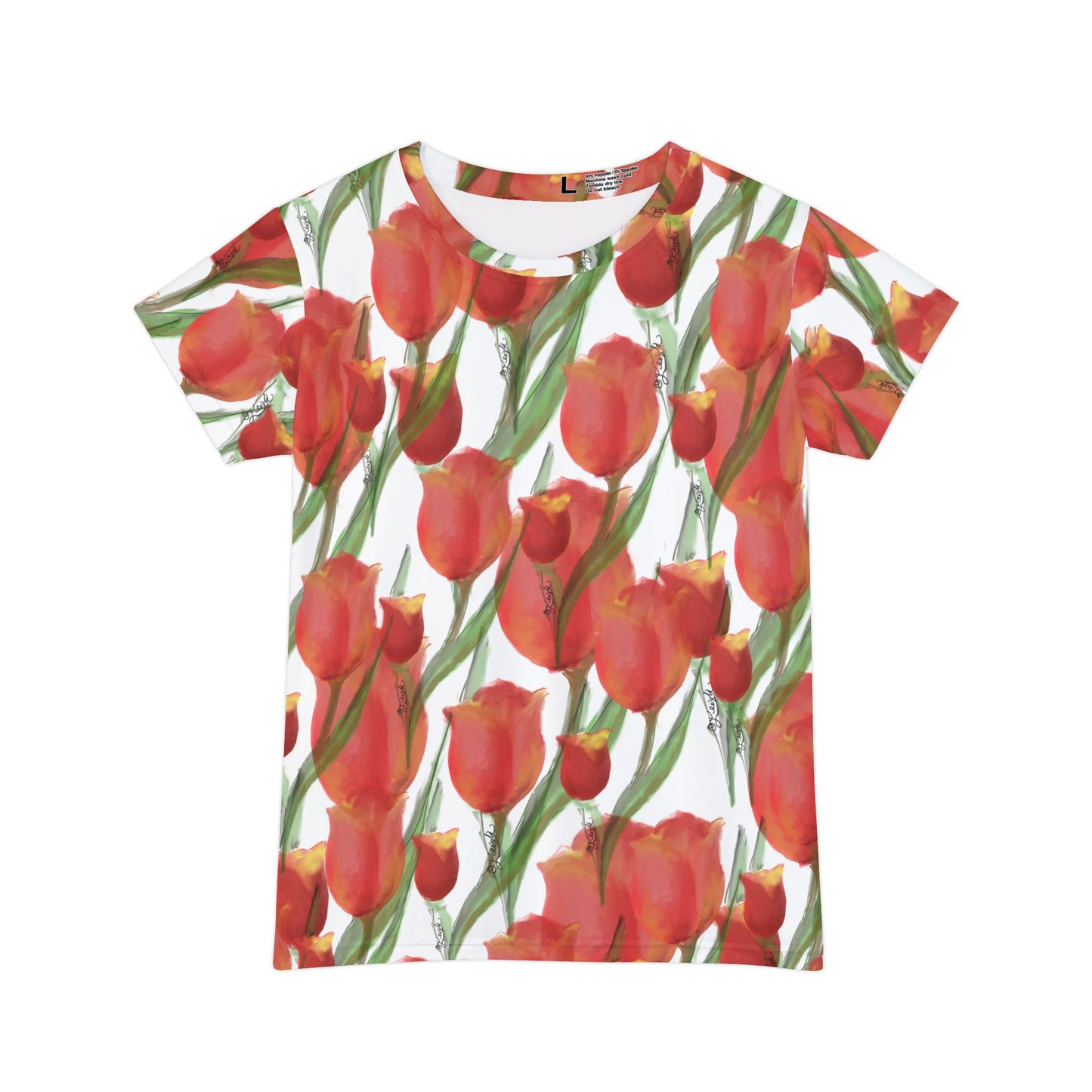 Vibrant Tulip Time Short Sleeve Shirt for Women - Floral Summer Top