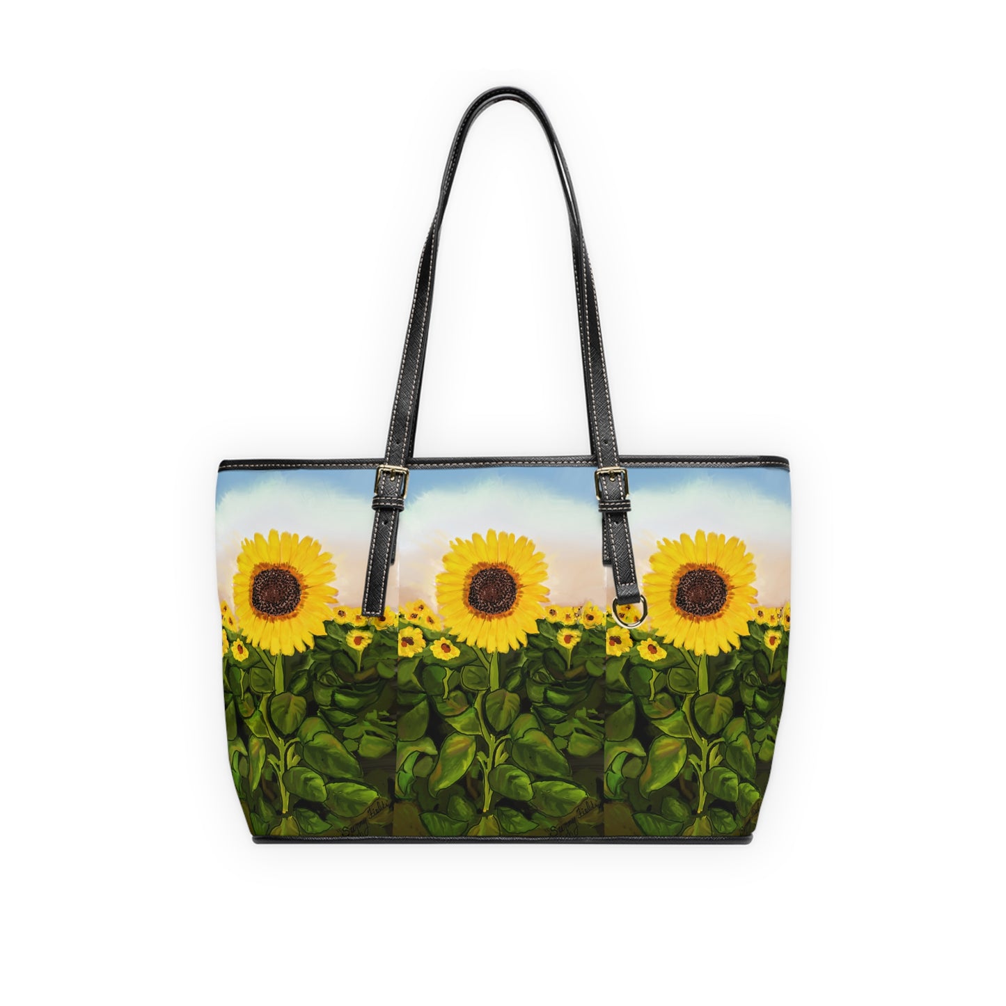 Vibrant Sunflower PU Leather Shoulder Bag - Stylish & Eco-Friendly Tote