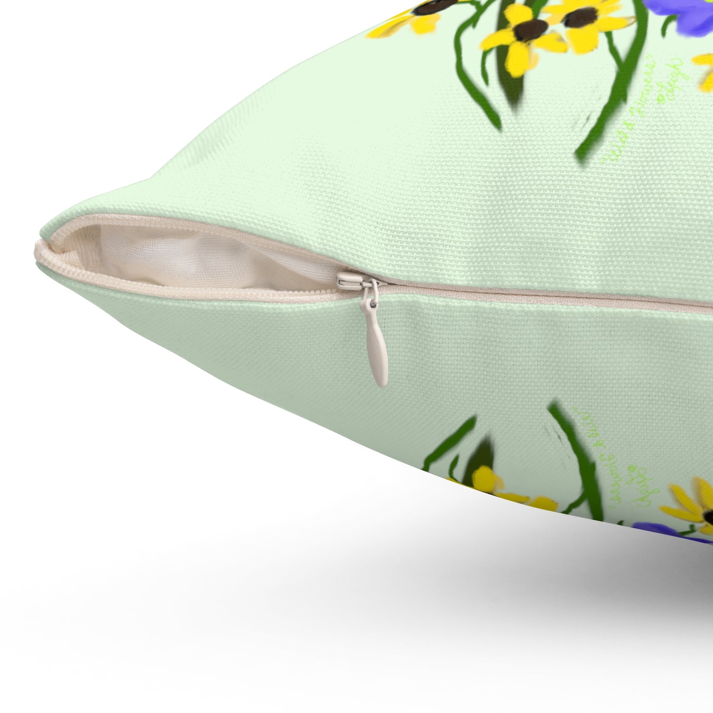 Scribbles Wildflowers - light green - Spun Polyester Square Pillow
