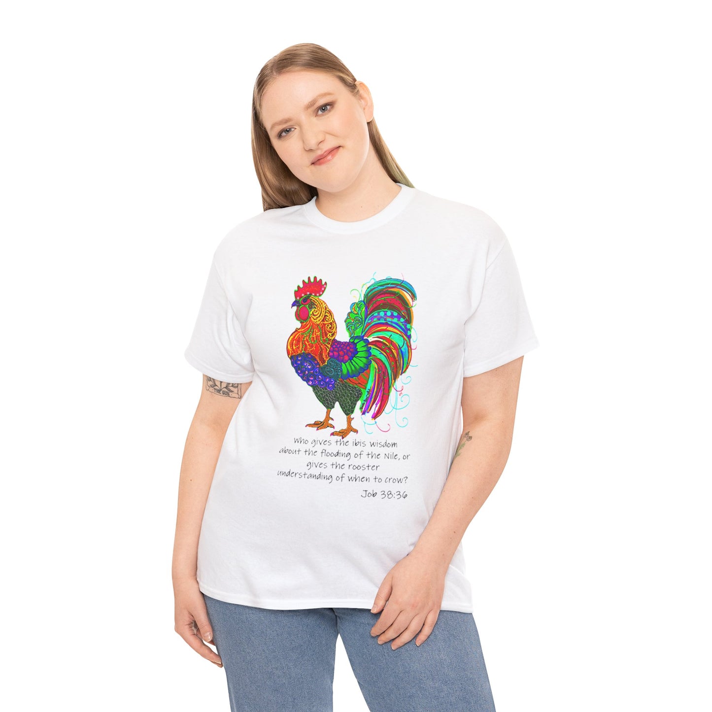 Colorful Rooster Unisex Heavy Cotton Tee - Inspirational Design for Everyday Wear