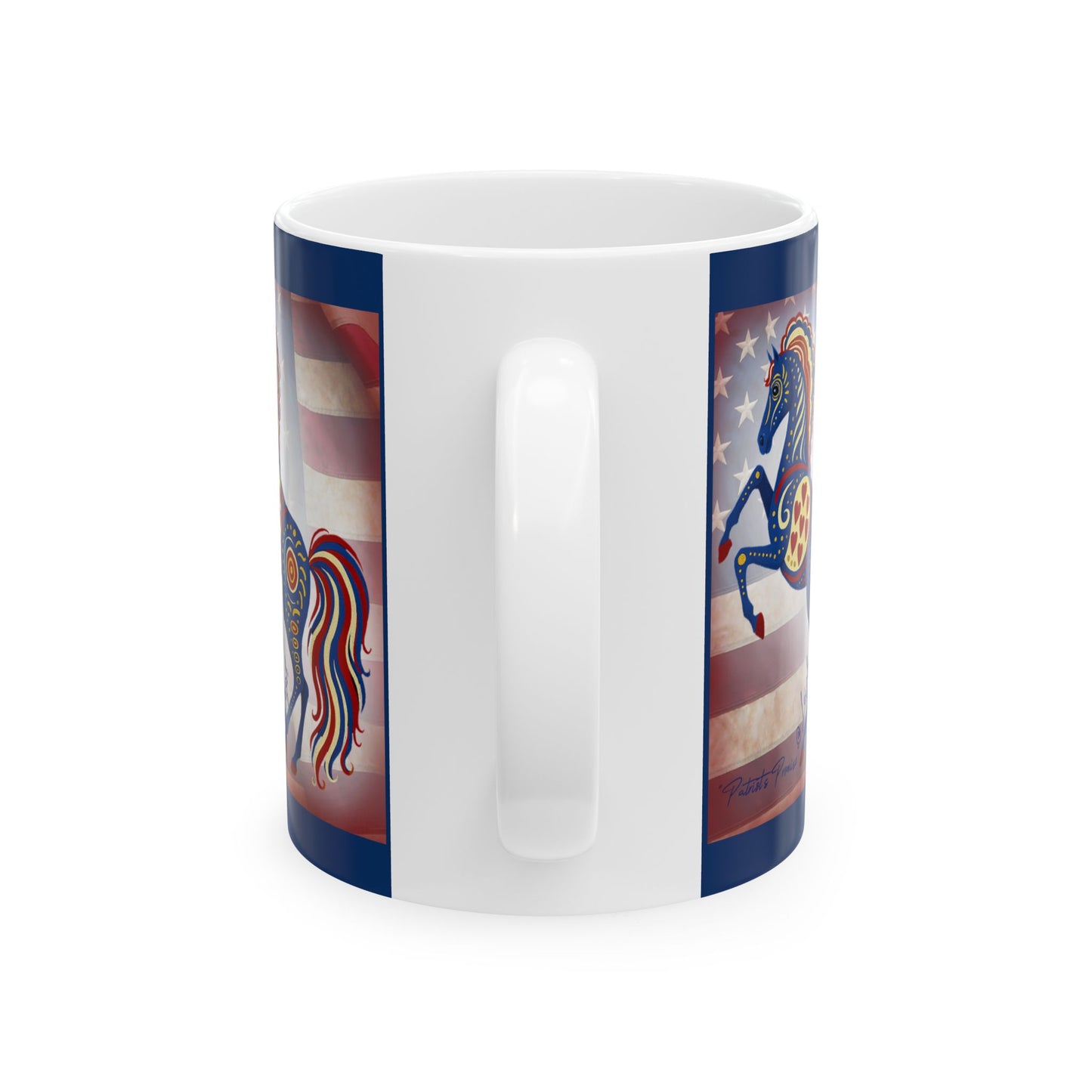 Patriot's Horse - Defender - Ceramic Mug | Colorful Artwork | 11oz & 15oz | Gift for Horse Lovers, Fourth of July, Tea, Coffee, Home Decor
