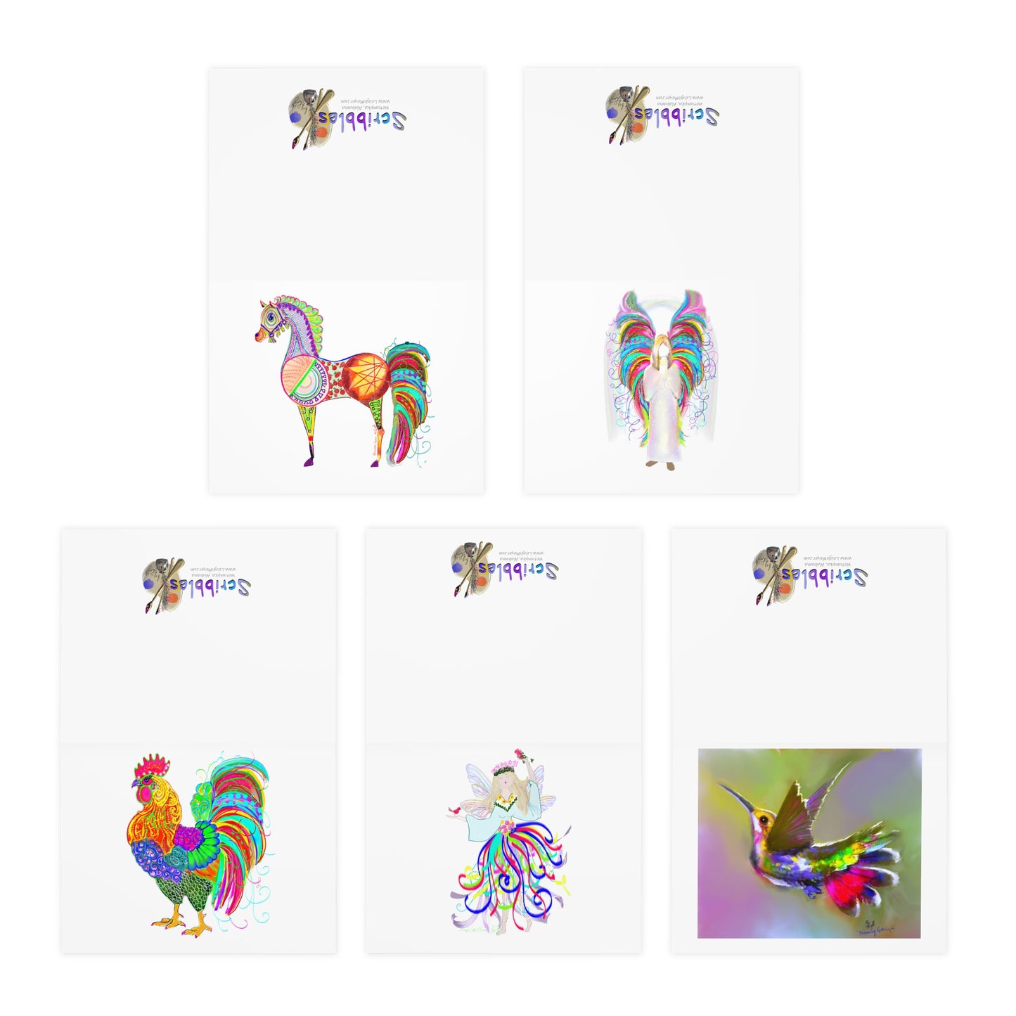 Dancing Colors Note Cards (5-Pack-Purple)