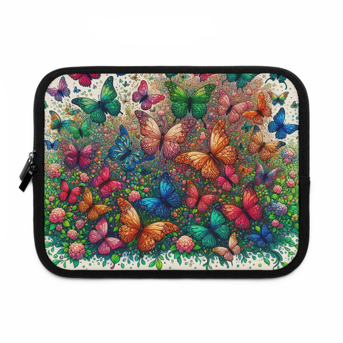 Colorful Butterfly Laptop Sleeve, Floral Design Laptop Case, Butterfly Print Computer Sleeve, Gift for Nature Lovers, MacBook Sleeve