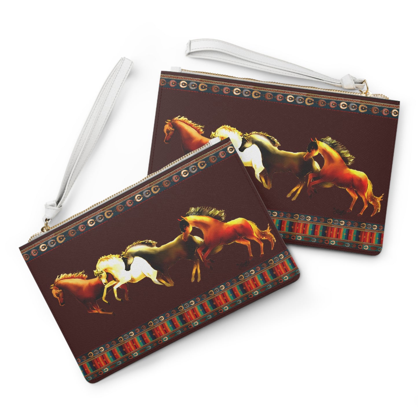 Dawn Treaders Red Horse Clutch Bag - Stylish Accessory for Equestrian Lovers
