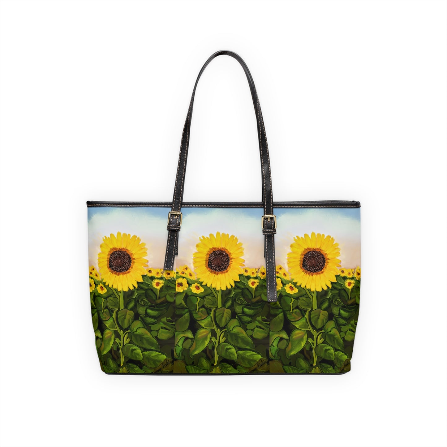 Vibrant Sunflower PU Leather Shoulder Bag - Stylish & Eco-Friendly Tote