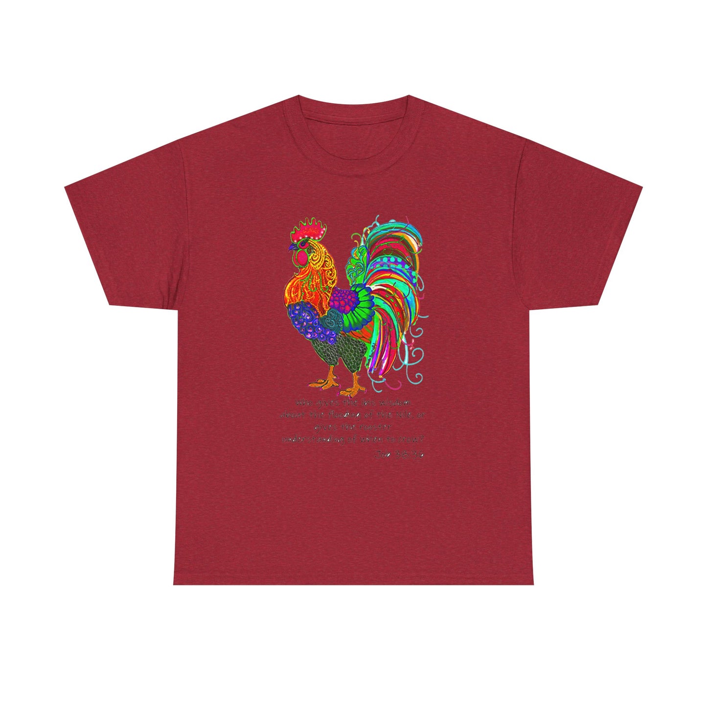 Colorful Rooster Unisex Heavy Cotton Tee - Inspirational Design for Everyday Wear