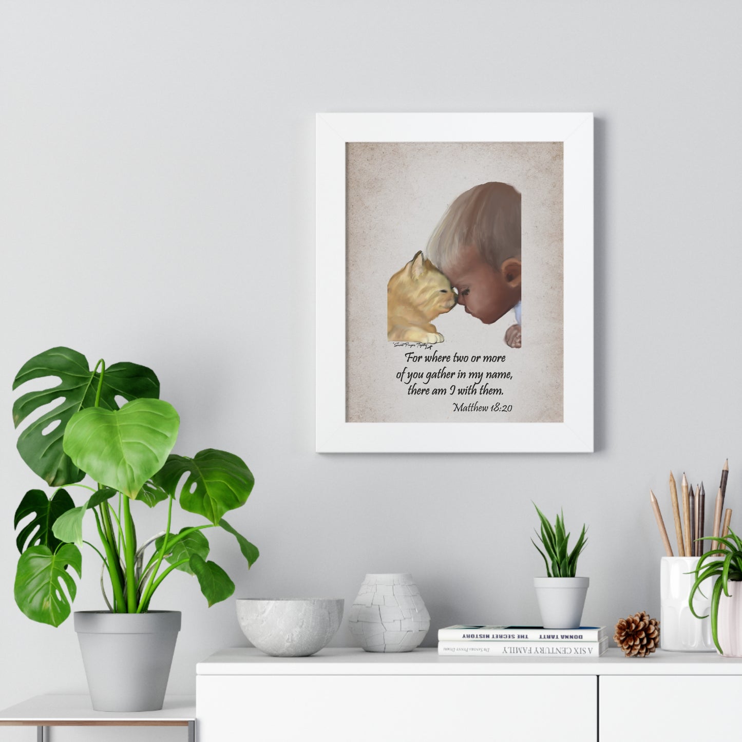 Sweet Prayers Inspirational Framed Print - 'For Where Two or More'