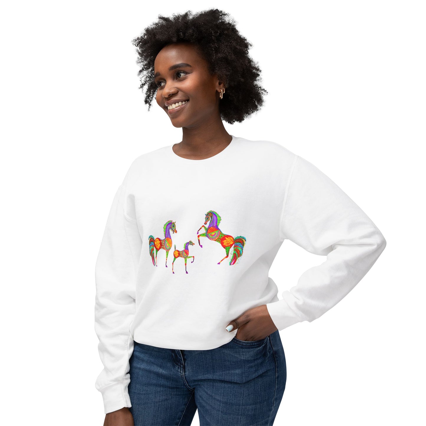 Colorful Arabian Horses Sweatshirt for Animal Lovers