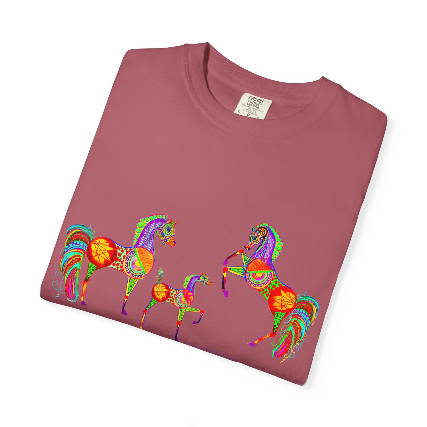 Vibrant Arabian Horses Unisex T-Shirt – Colorful Graphic Tee for Horse Lovers