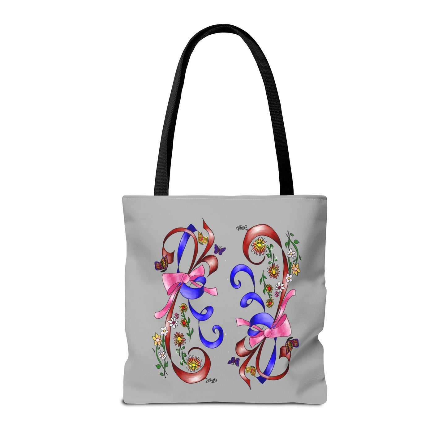 Garden Ribbons Tote Bag with Ribbon Design, Stylish Shopping Bag, Personalized Gifts, Market Tote, Eco-Friendly Carryall