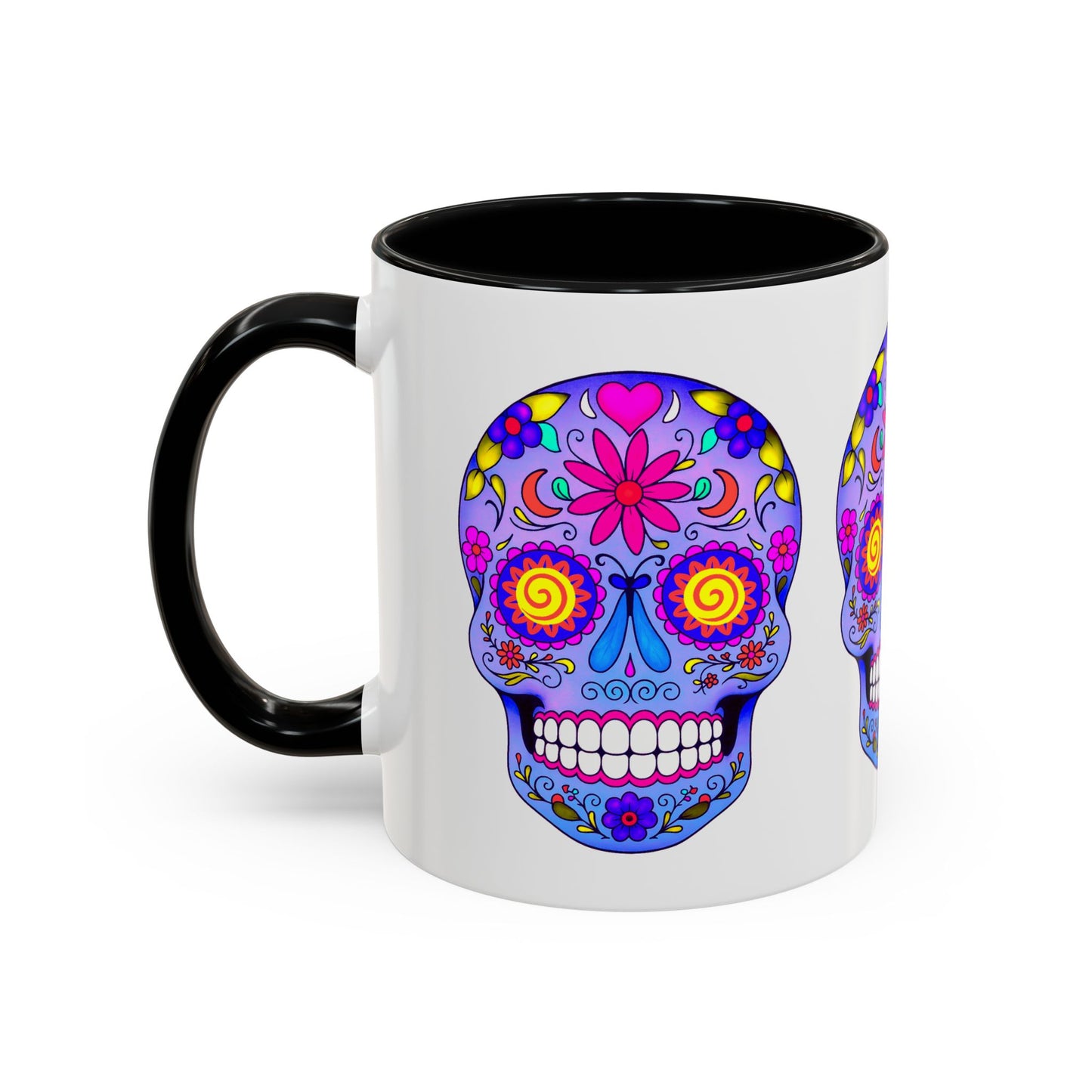 Colorful Sugar Skull Coffee Mug - Blue & Black