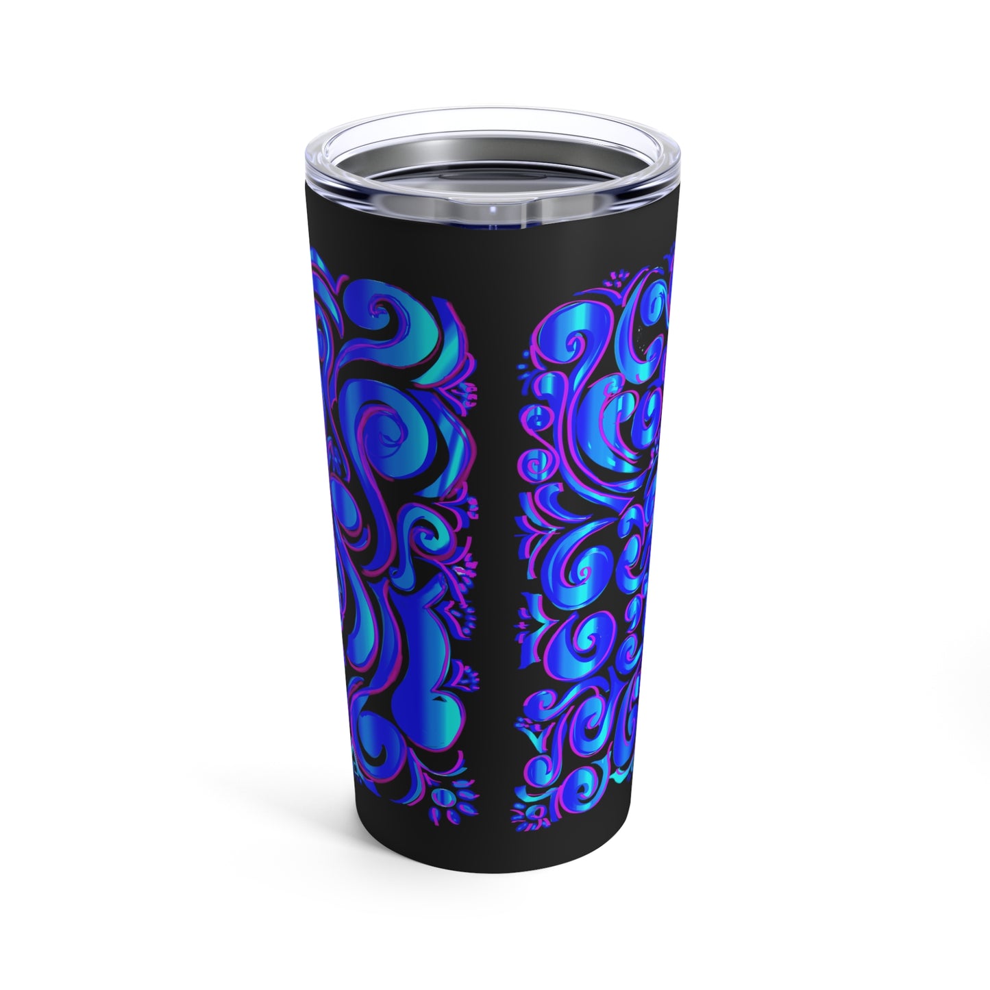 Tumbler 20oz Tooled Leather Blue on Black