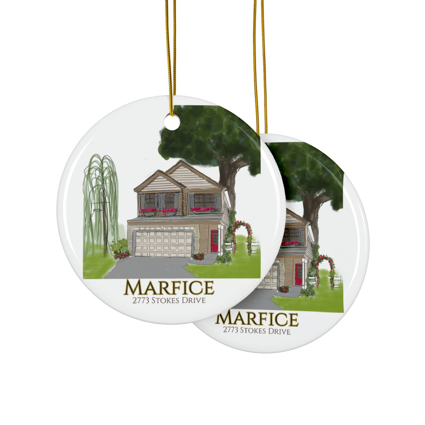 Marfice House decorative Ceramic Ornaments, Double-Sided (1pc, 3pcs, 5pcs, 10pcs)