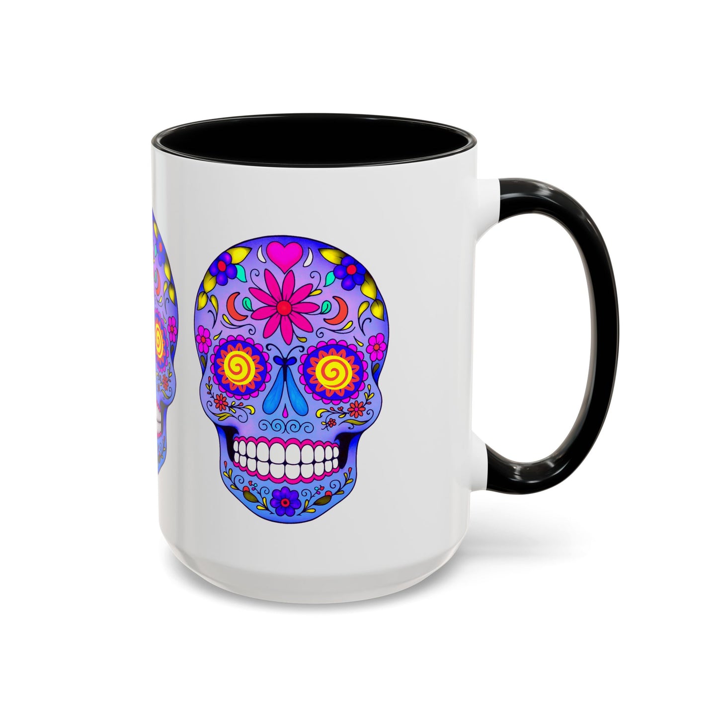 Colorful Sugar Skull Coffee Mug - Blue & Black