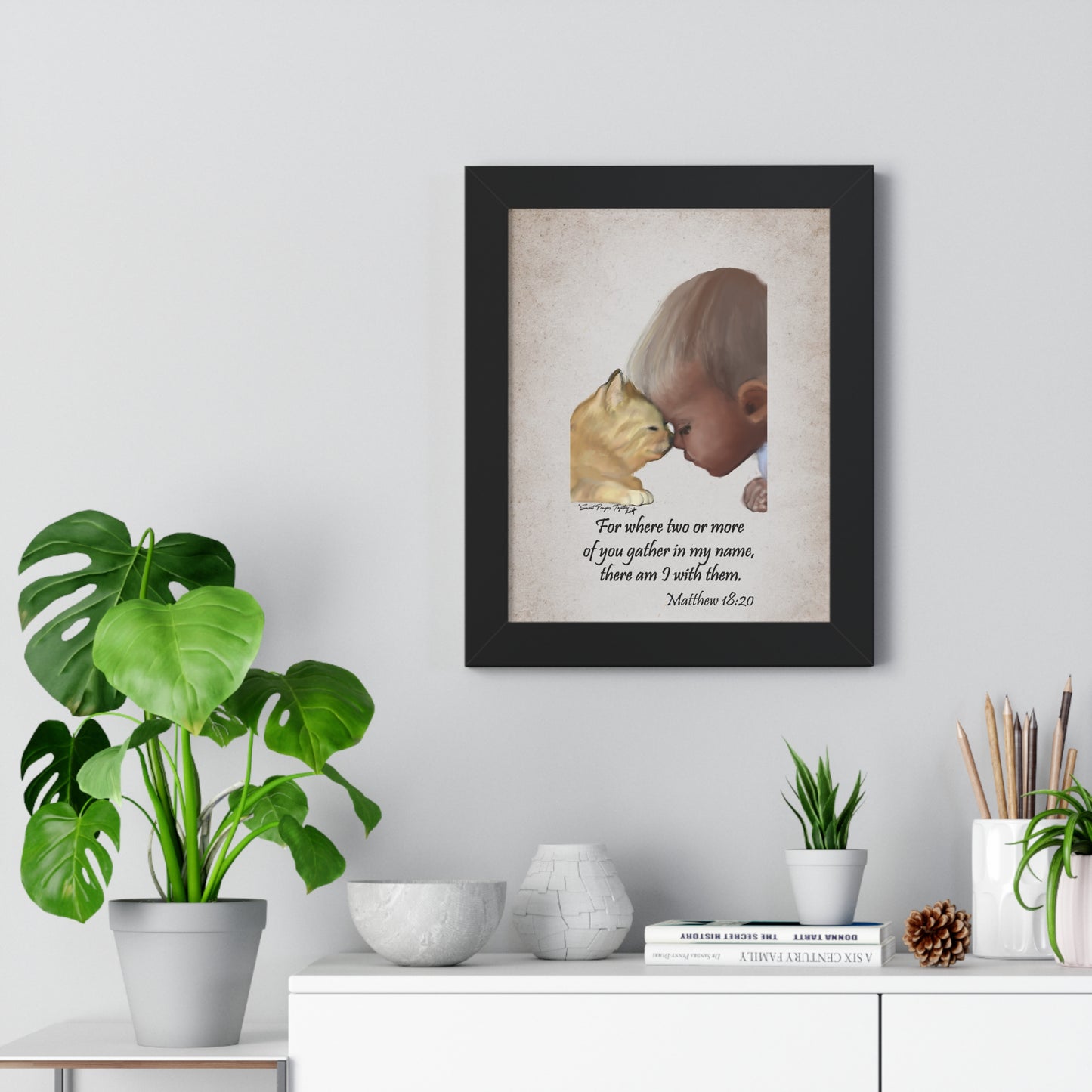Sweet Prayers Inspirational Framed Print - 'For Where Two or More'