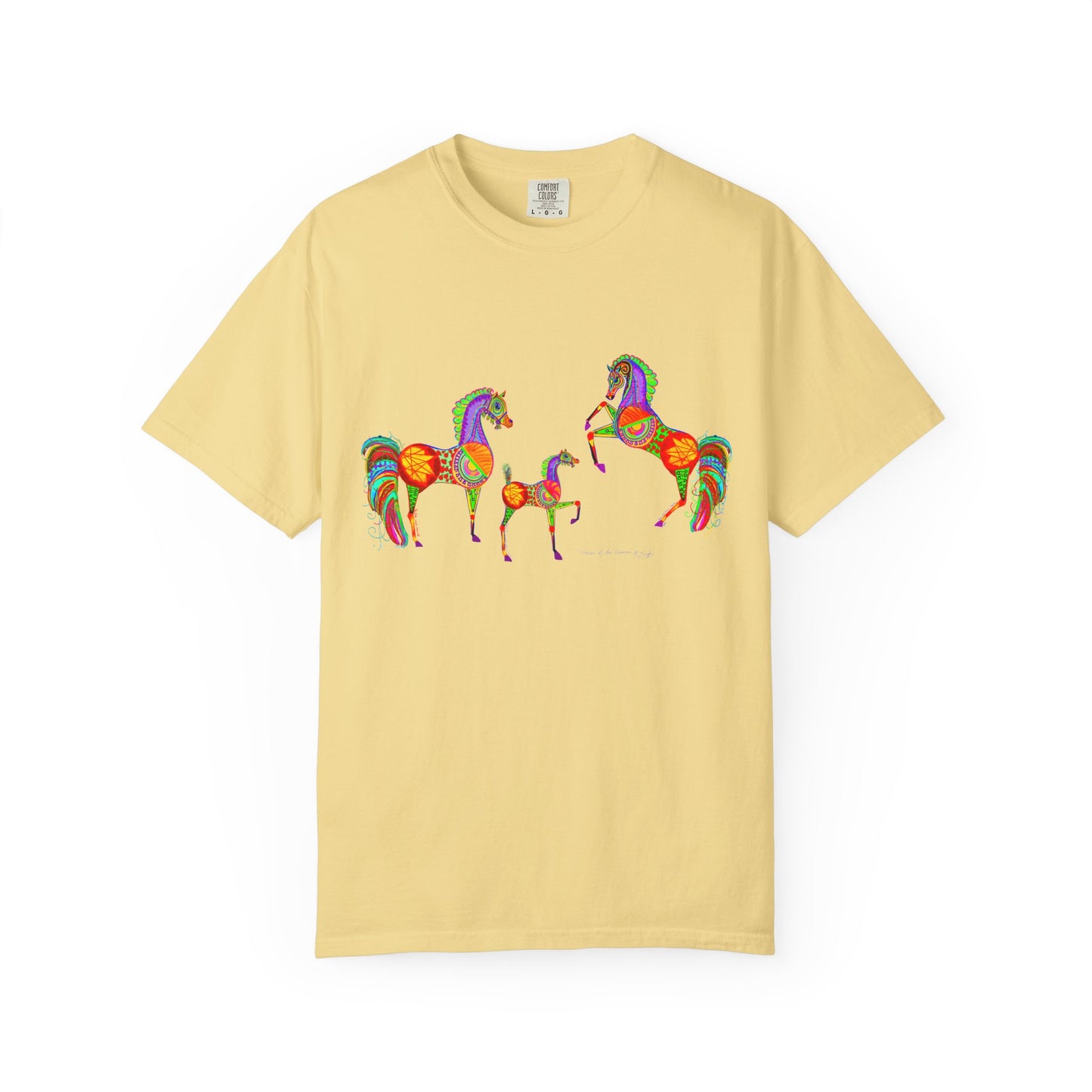 Vibrant Arabian Horses Unisex T-Shirt – Colorful Graphic Tee for Horse Lovers