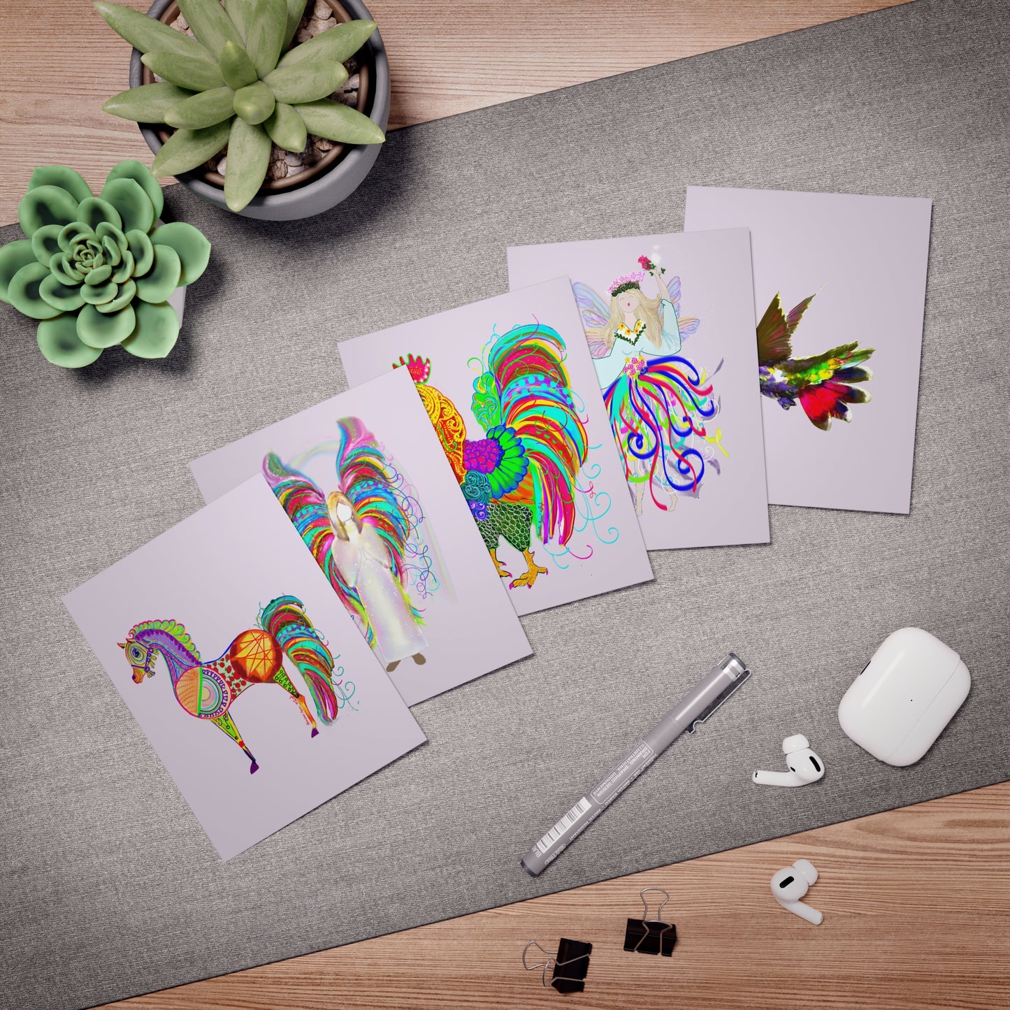 Color Dance Note Cards (5-Pack-Purple)