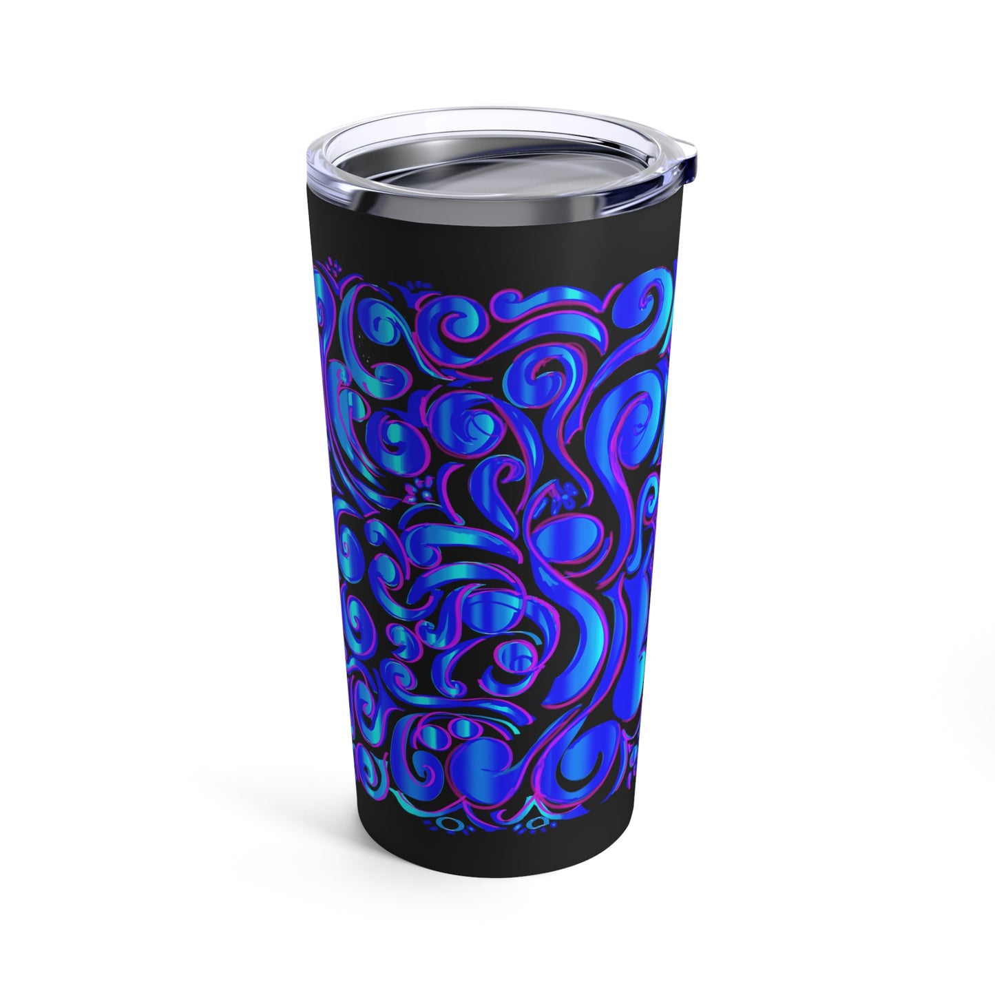 Tumbler 20oz Tooled Leather Blue on Black