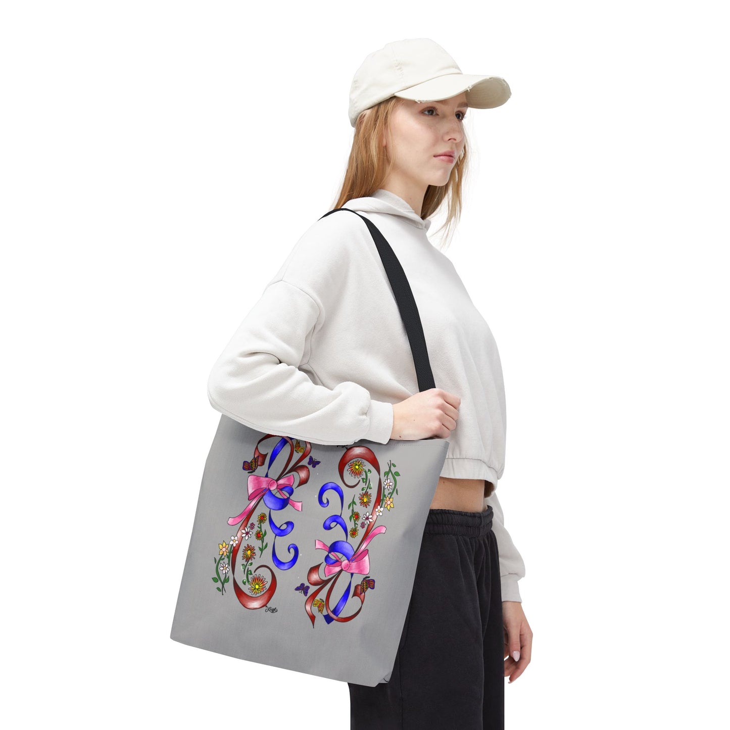 Garden Ribbons Tote Bag with Ribbon Design, Stylish Shopping Bag, Personalized Gifts, Market Tote, Eco-Friendly Carryall