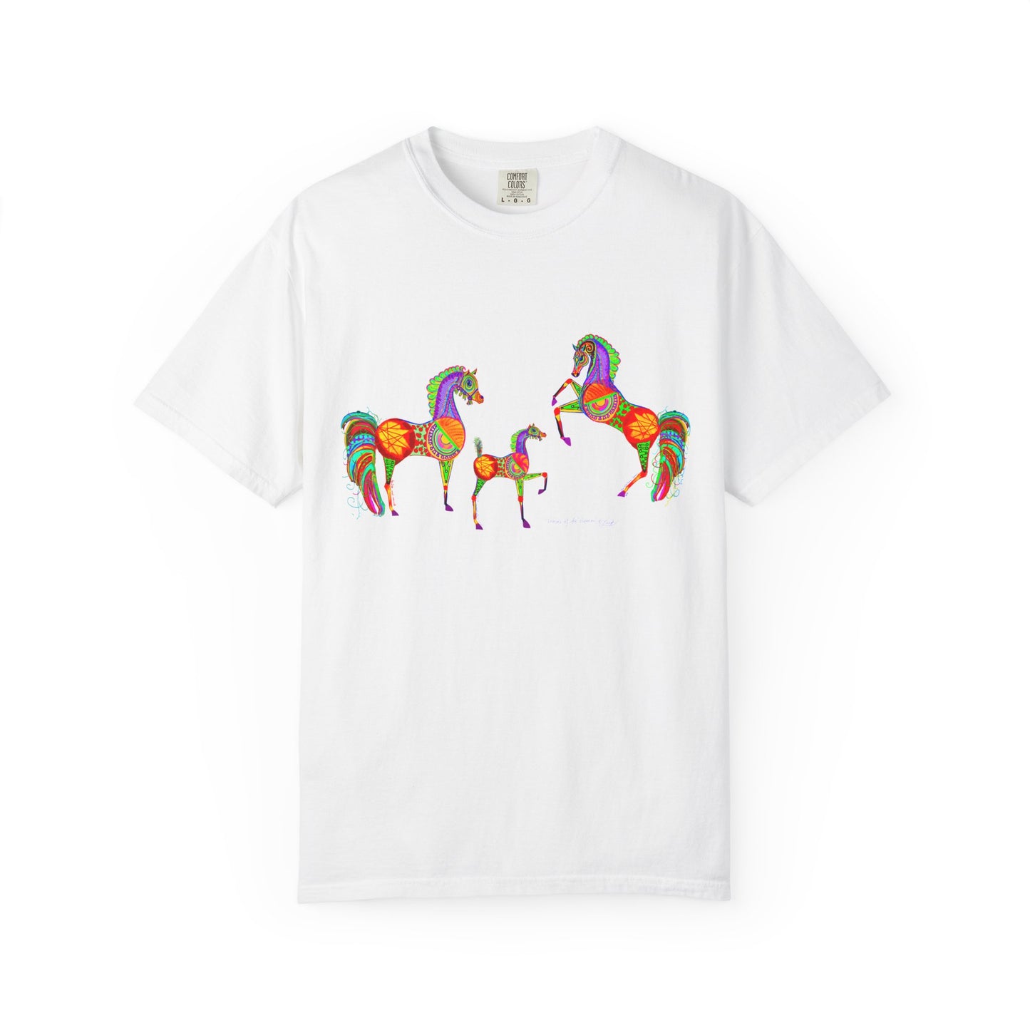 Vibrant Arabian Horses Unisex T-Shirt – Colorful Graphic Tee for Horse Lovers