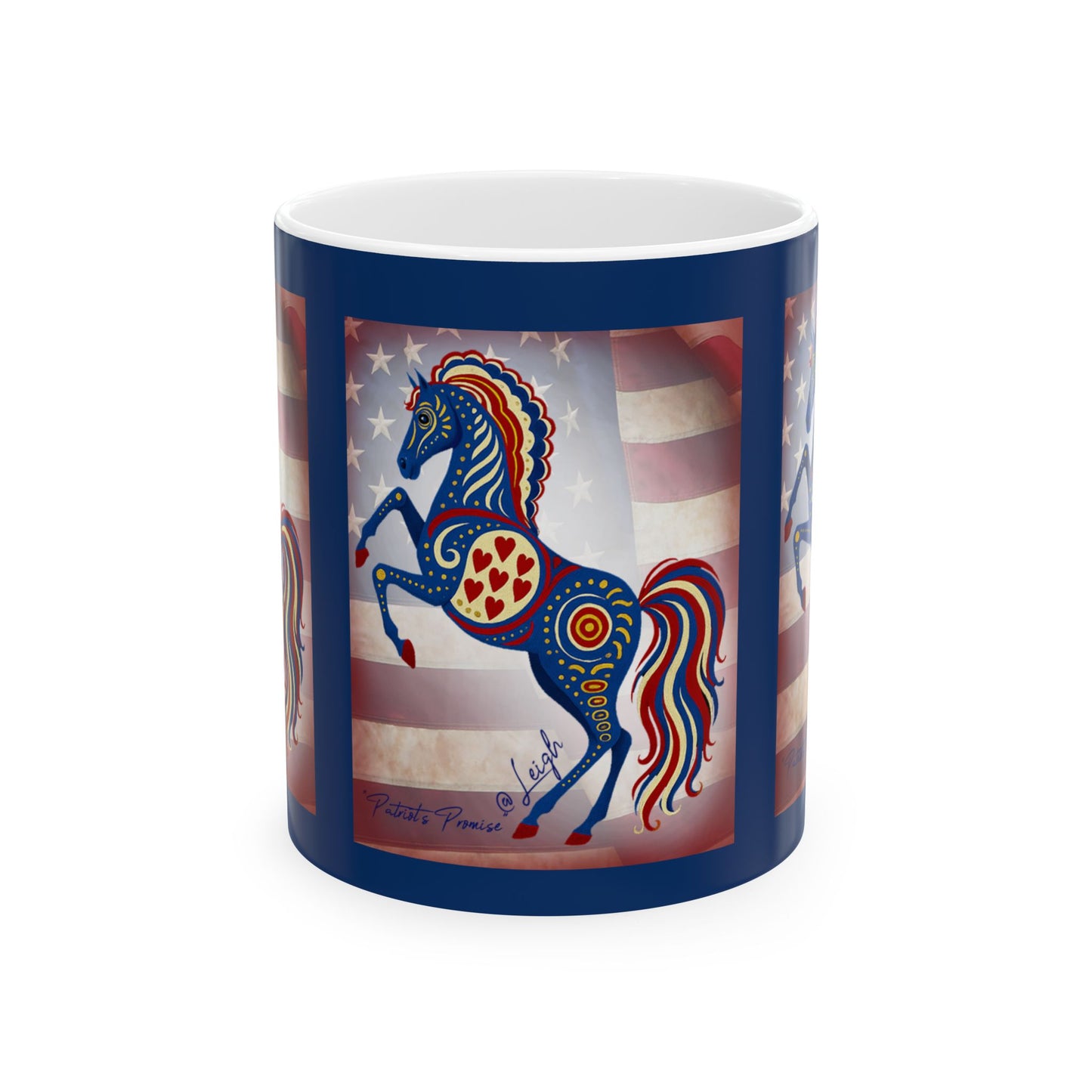 Patriot's Horse - Defender - Ceramic Mug | Colorful Artwork | 11oz & 15oz | Gift for Horse Lovers, Fourth of July, Tea, Coffee, Home Decor