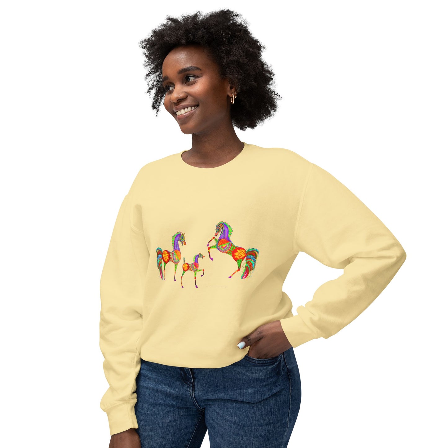 Colorful Arabian Horses Sweatshirt for Animal Lovers