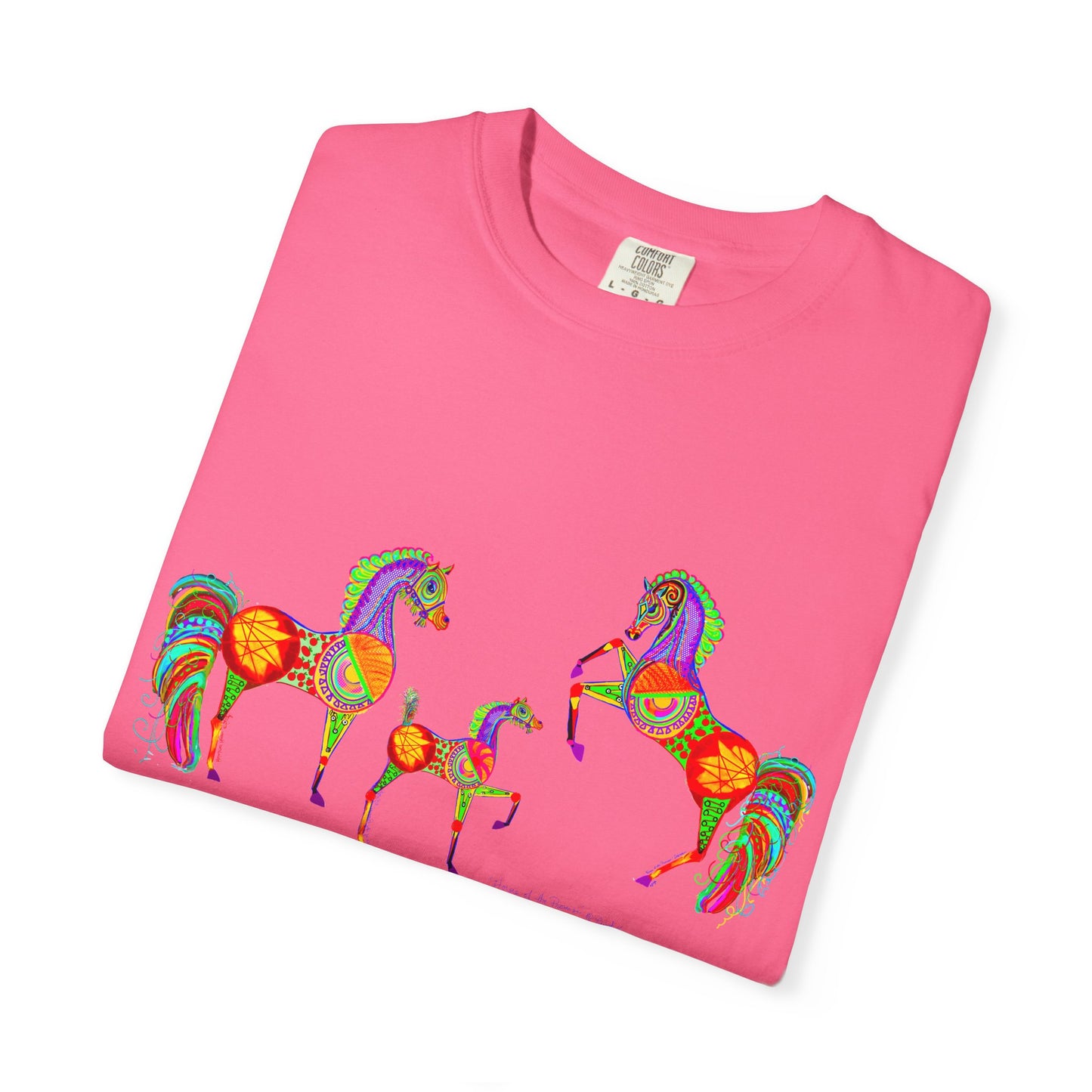 Vibrant Arabian Horses Unisex T-Shirt – Colorful Graphic Tee for Horse Lovers