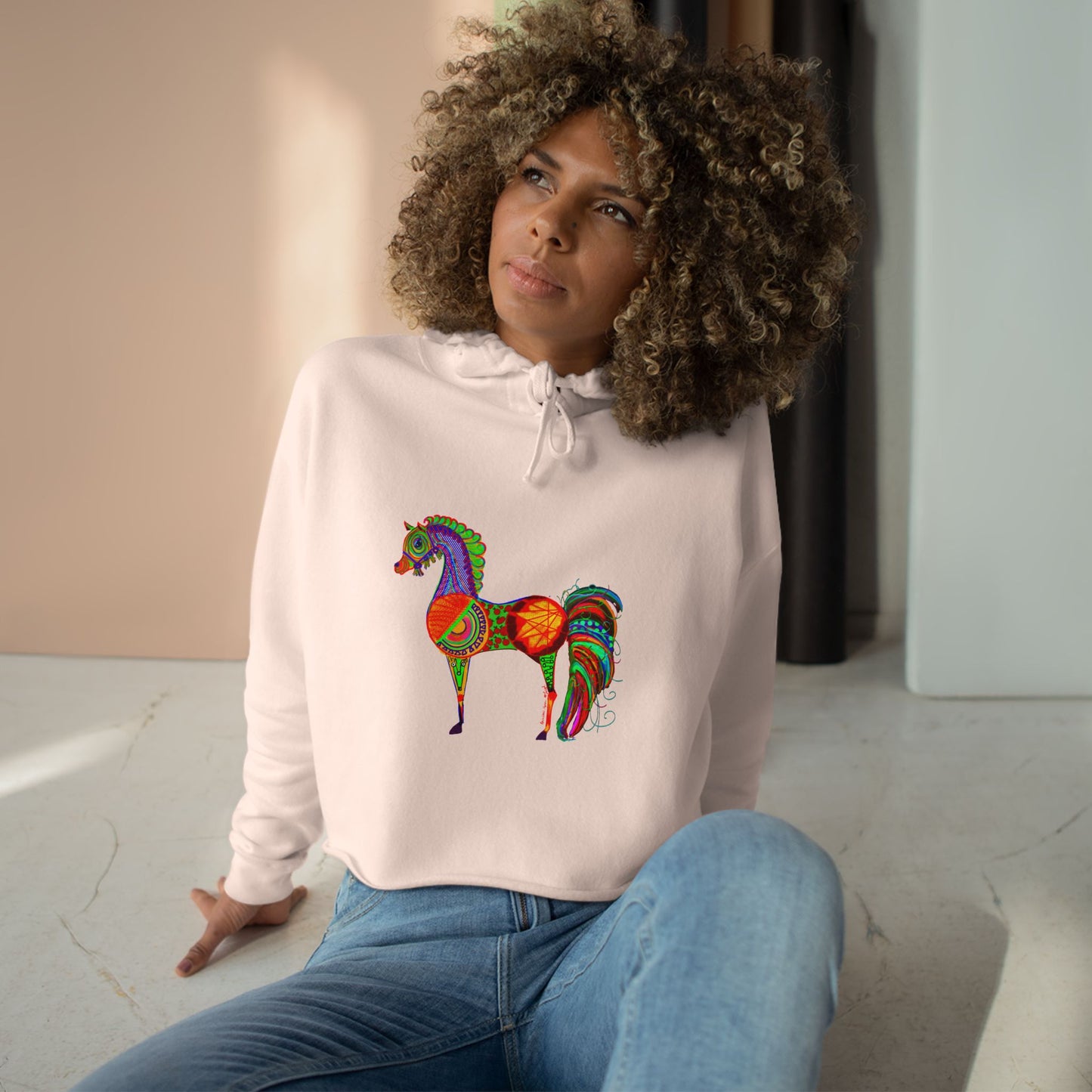 Horse of the Promise in Lilac Crop Hoodie – Boho Chic for Animal Lovers