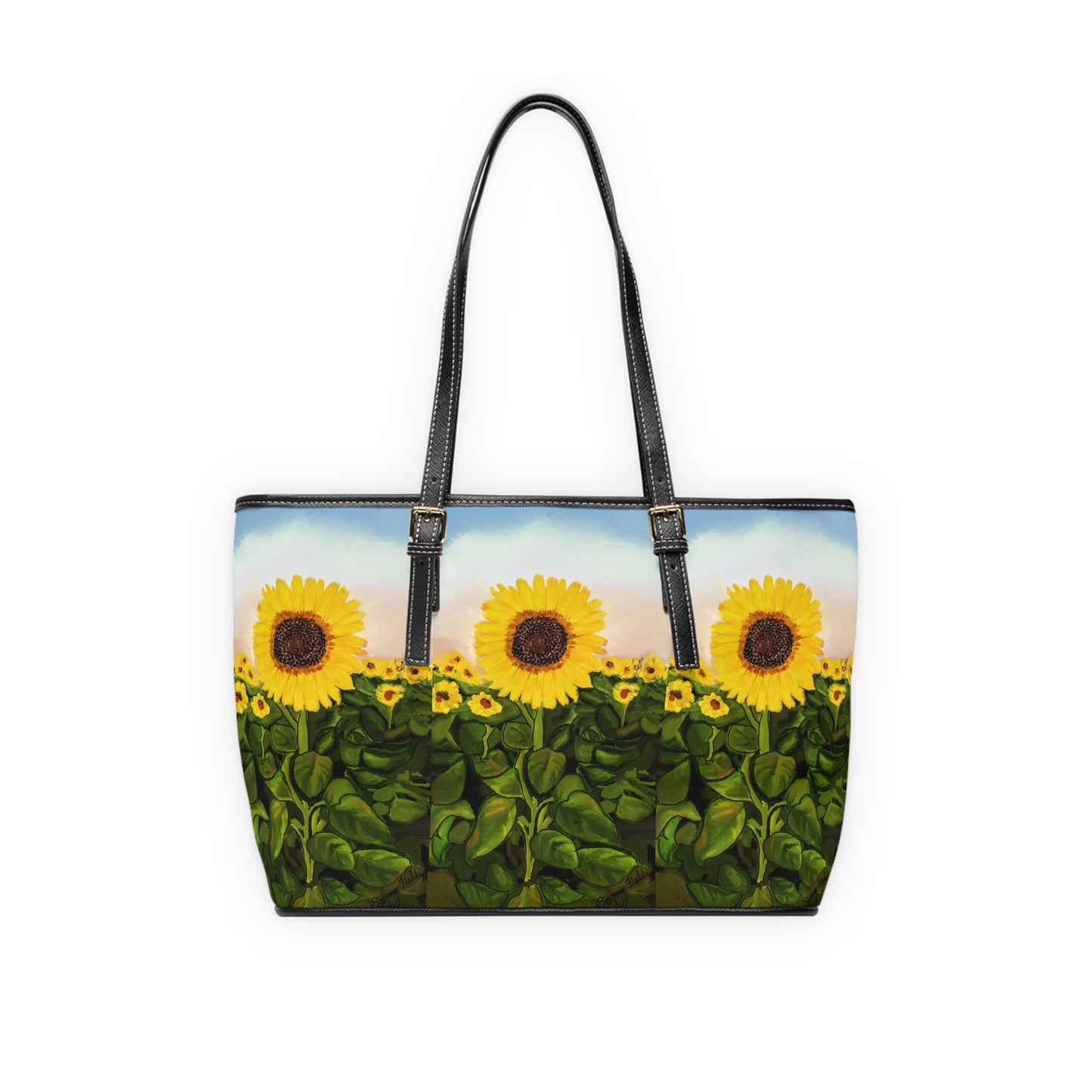 Vibrant Sunflower PU Leather Shoulder Bag - Stylish & Eco-Friendly Tote