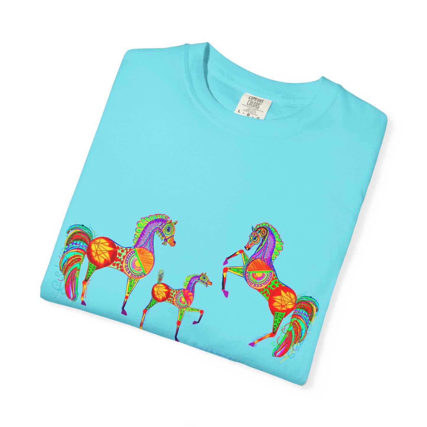 Vibrant Arabian Horses Unisex T-Shirt – Colorful Graphic Tee for Horse Lovers