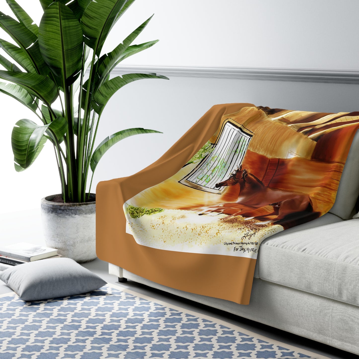 Mare & Foal - light brown - Sherpa Fleece Blanket
