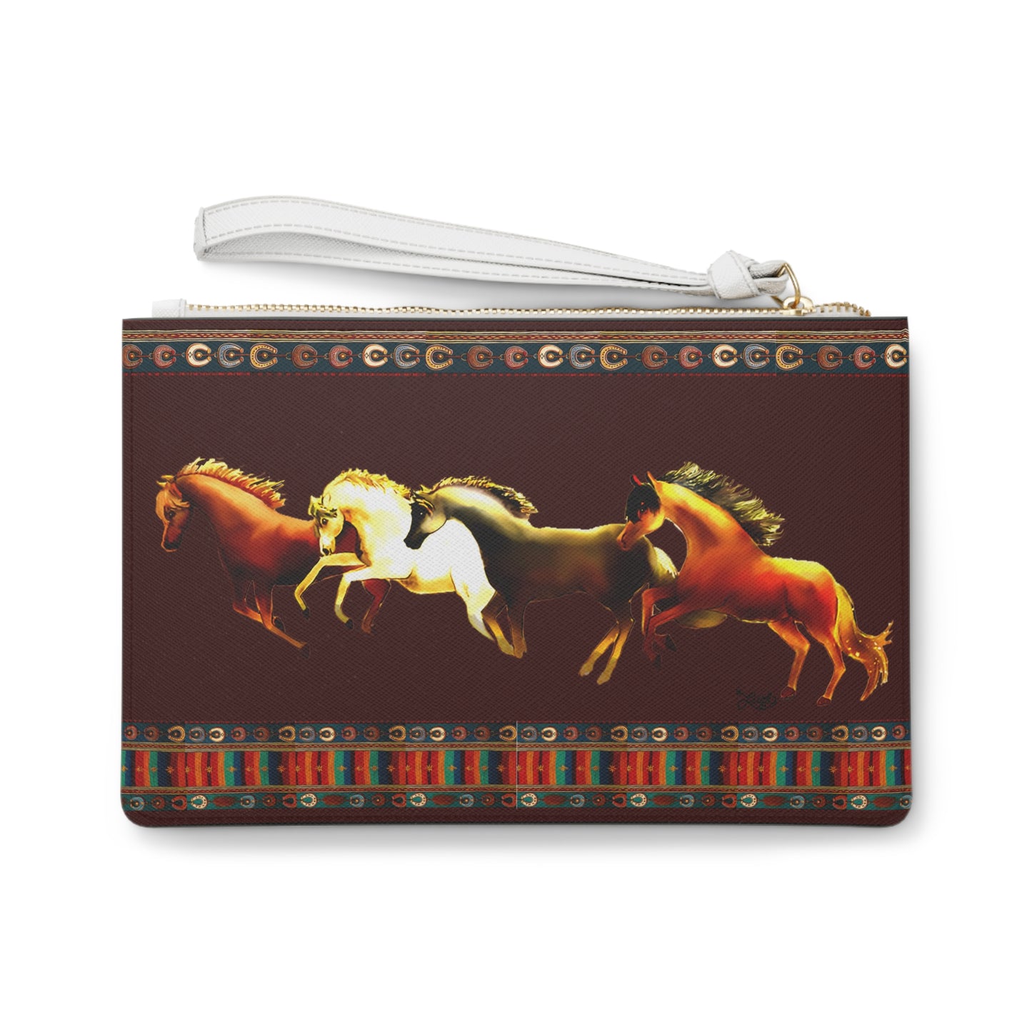 Dawn Treaders Red Horse Clutch Bag - Stylish Accessory for Equestrian Lovers