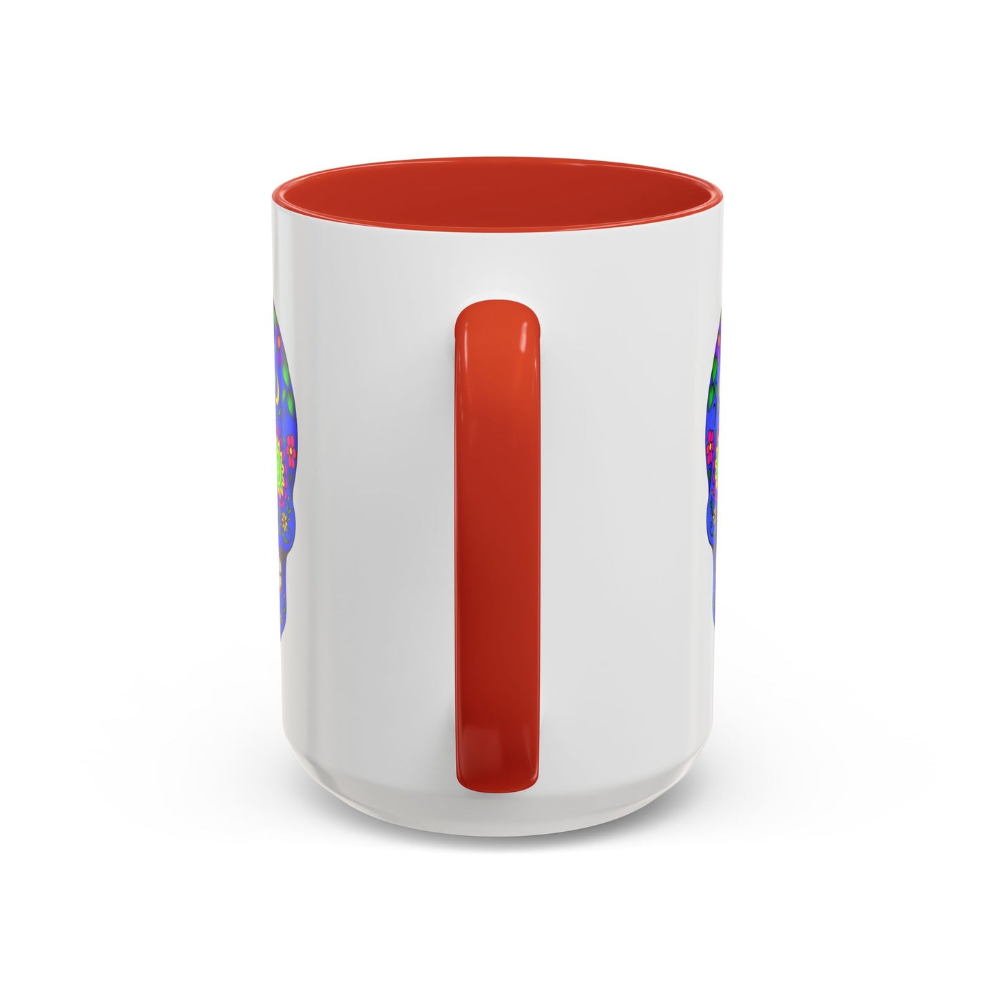 Colorful Sugar Skull Accent Coffee Mug - Royal Blue - Perfect for Day of the Dead Celebrations
