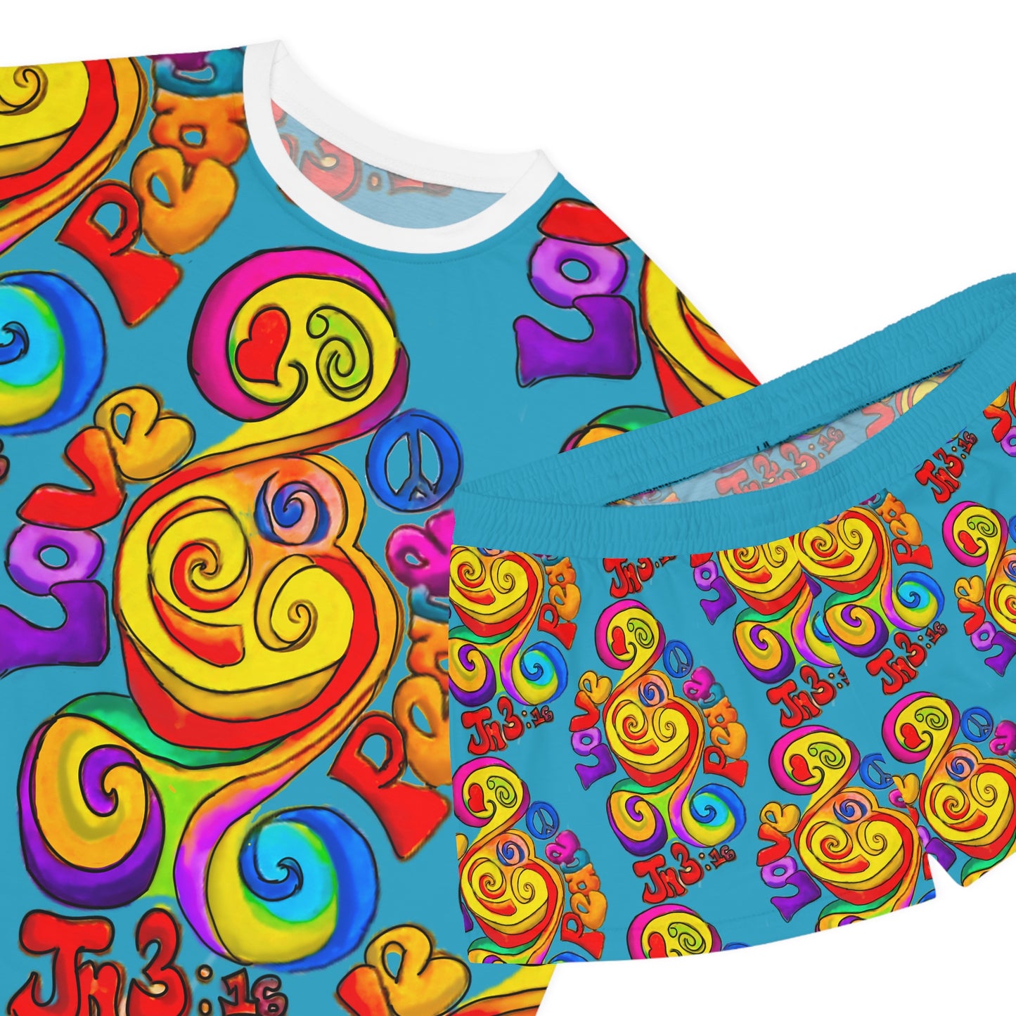 Peace & Love Women's Short Pajama Set (AOP)