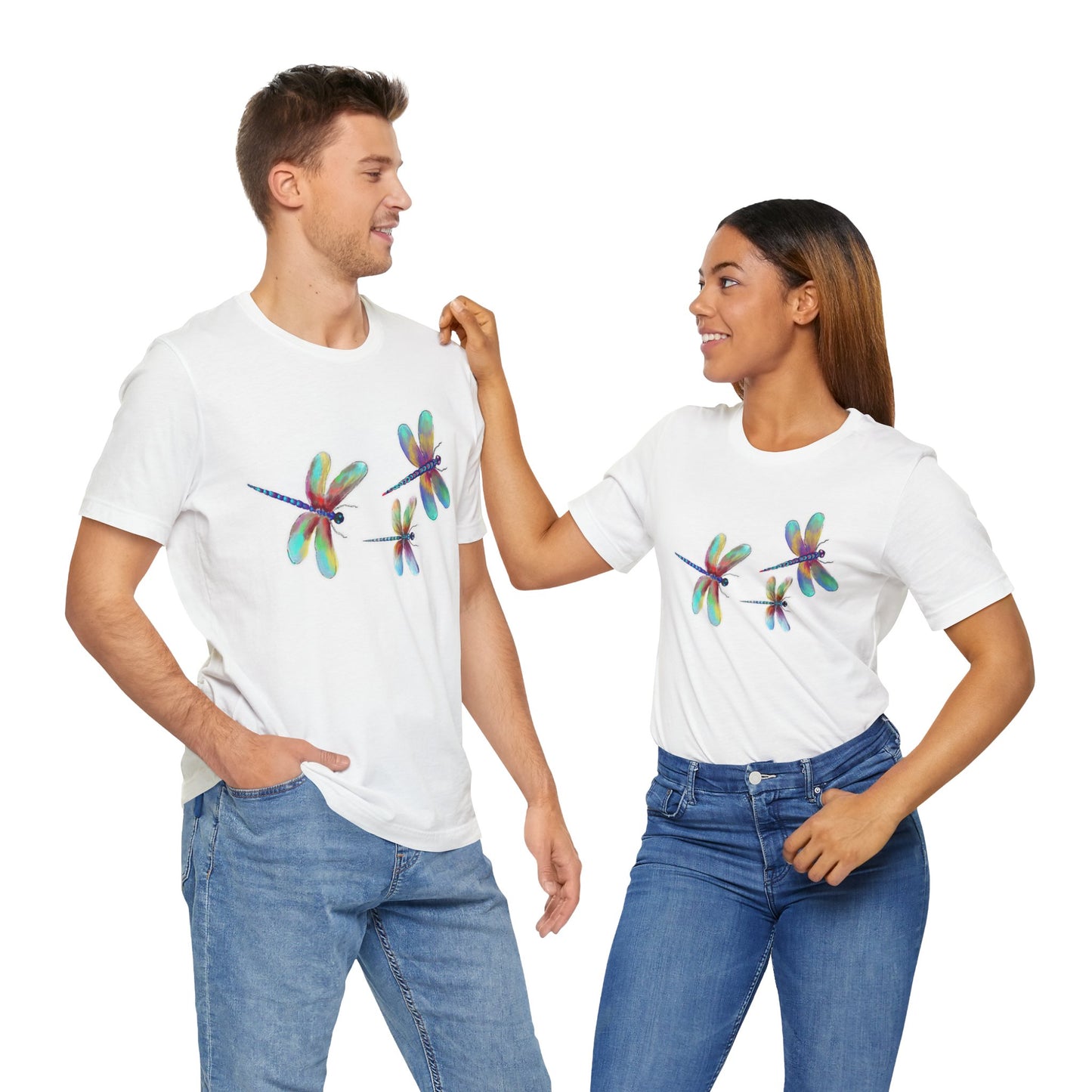 Colorful Dragonflies Unisex Tee - Vibrant Artwork for Nature Lovers