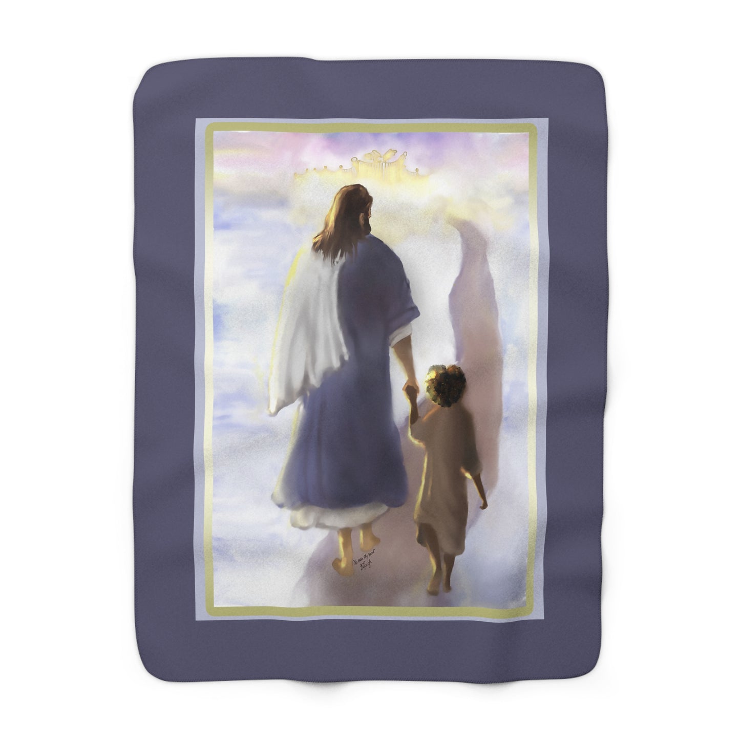 He Holds My Hand Sherpa Fleece Blanket