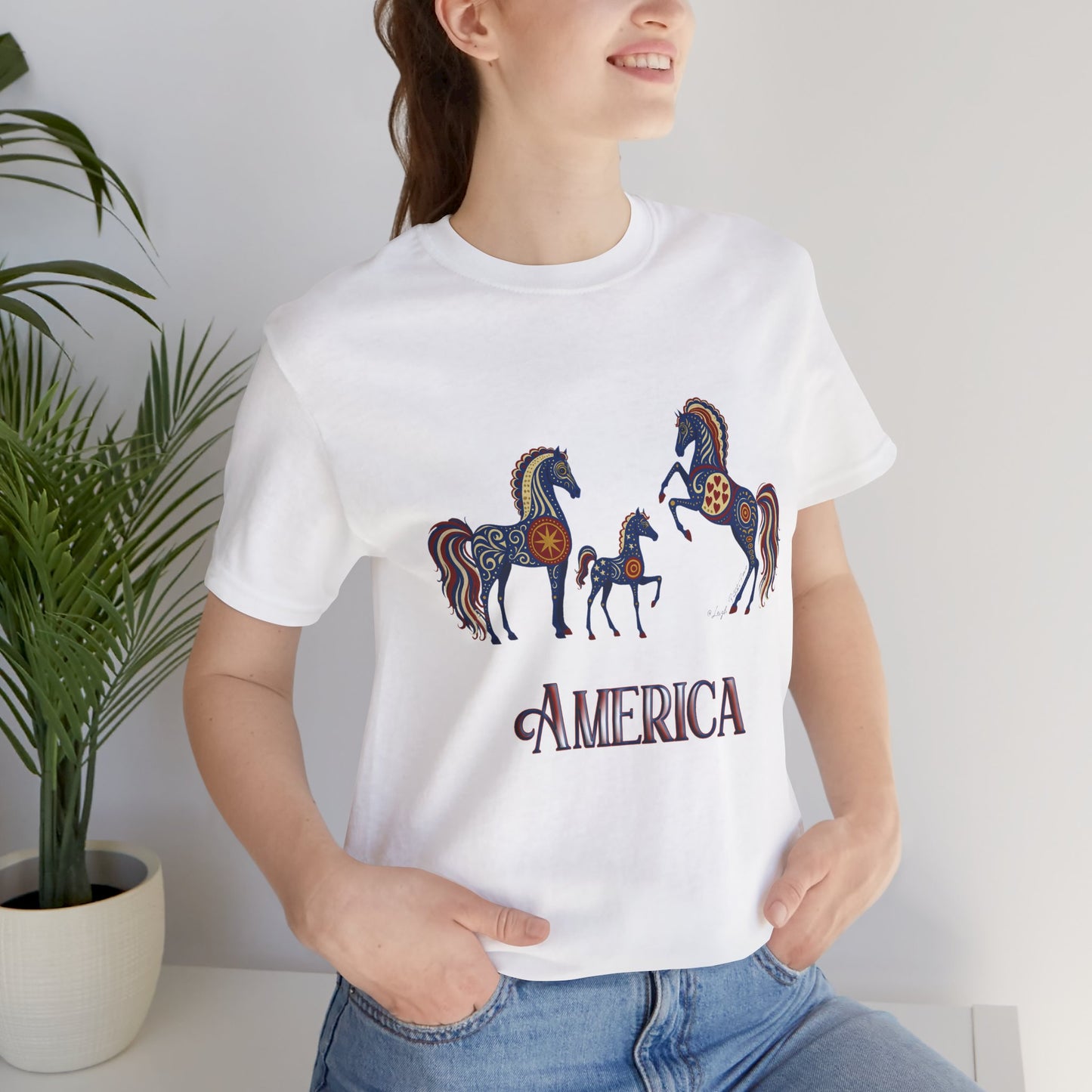 USA Patriot's Horse Tee, Unisex Equestrian Gift, Nature Lover Apparel, Vintage Style T-Shirt