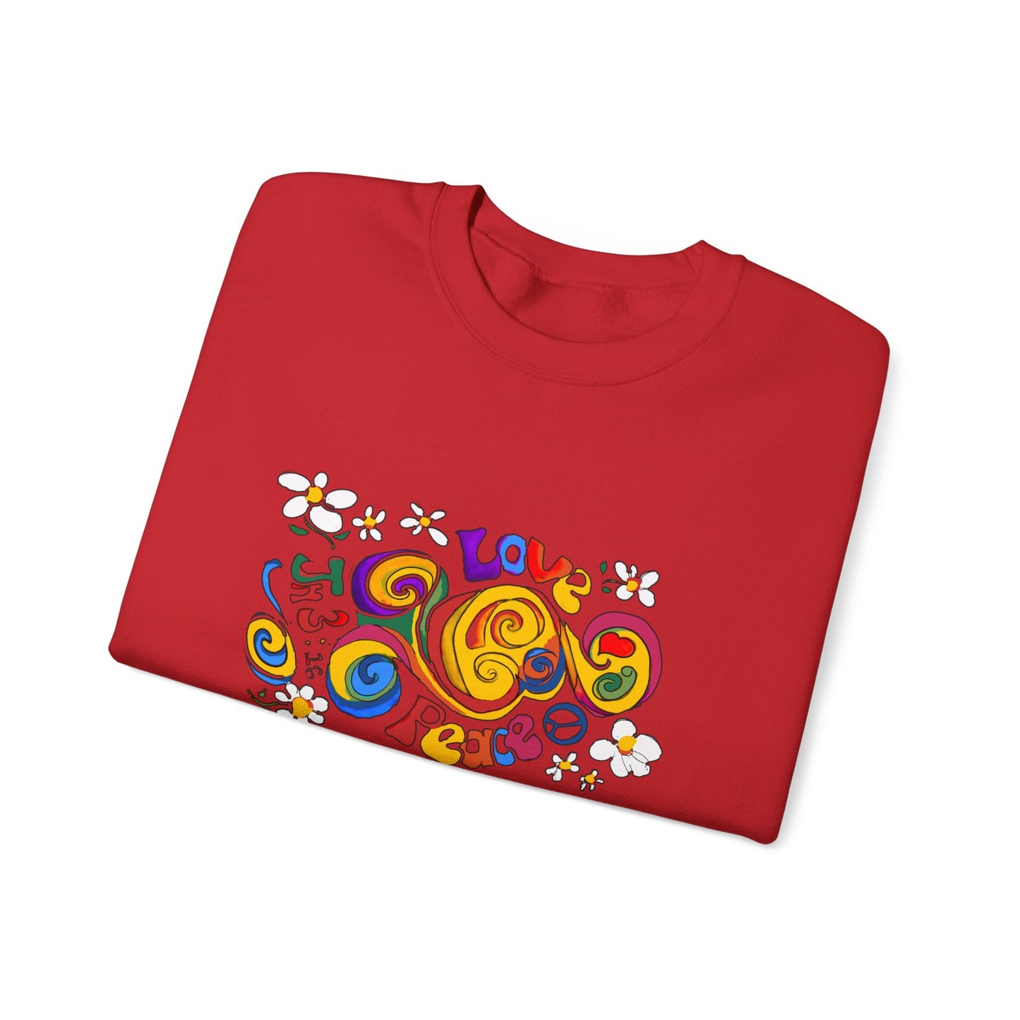 Colorful Peace & Love Sweatshirt, Retro Crewneck for Cozy Days, Ideal Gift for Friends, Festival Wear, Hippie Style Clothing