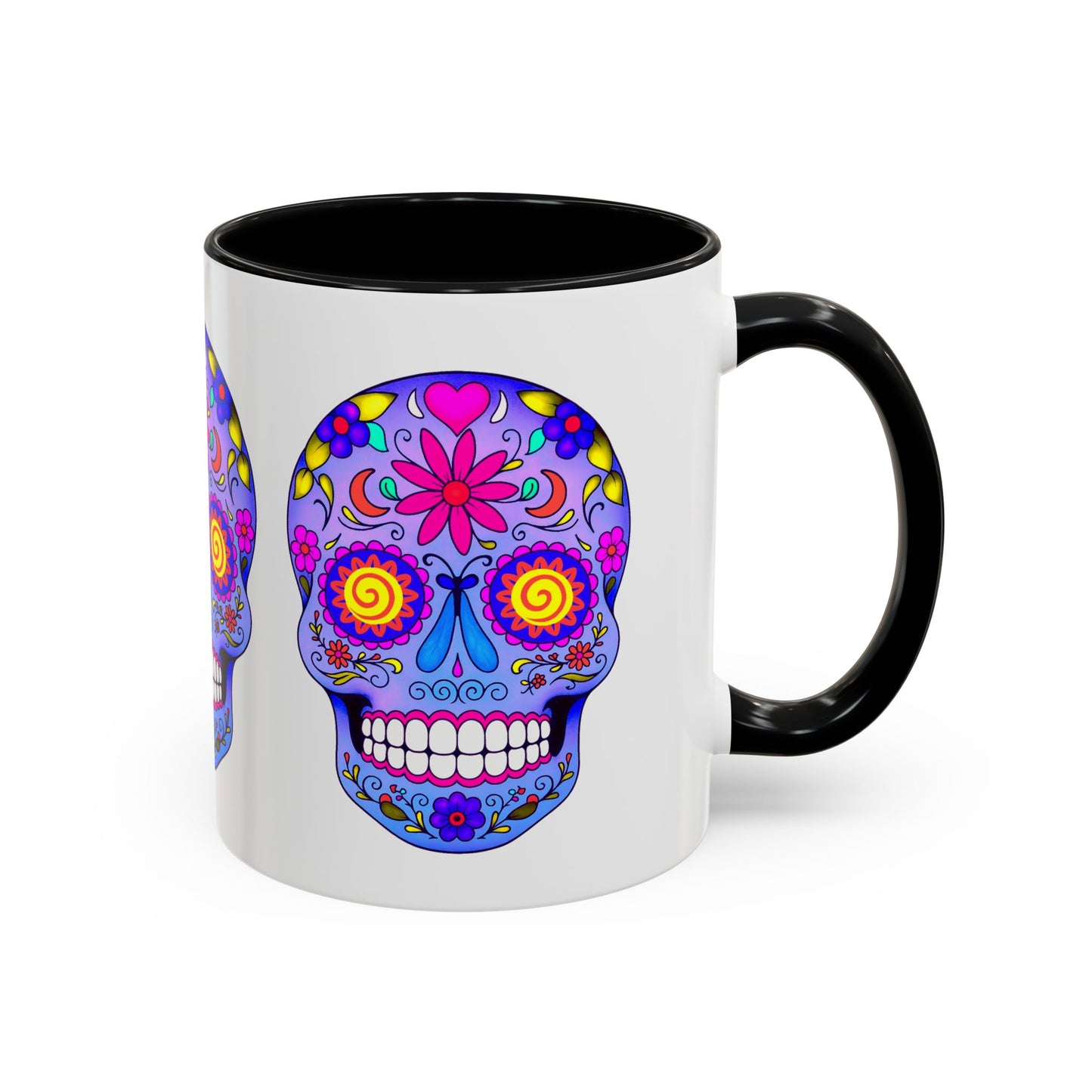 Colorful Sugar Skull Coffee Mug - Blue & Black