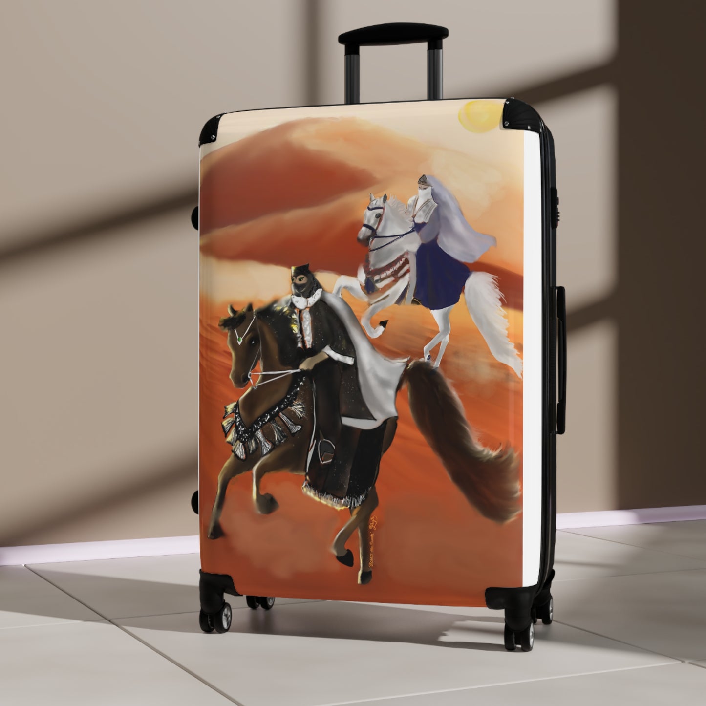 Across The Sands Suitcase: Wanderlust Edition, Vintage Travel Gear, Adventurer's Luggage, Artful Carry-On, Horseback Adventure Bag