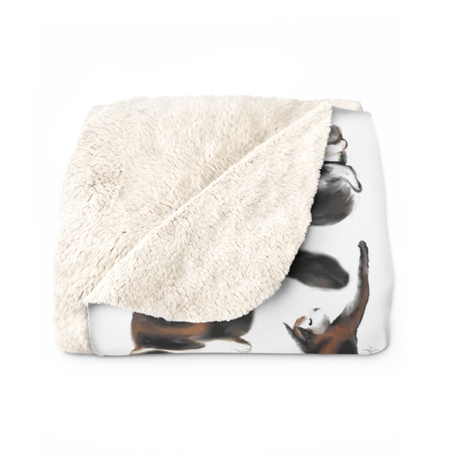 Scribbles Cats 3 Calicos - white - Sherpa Fleece Blanket